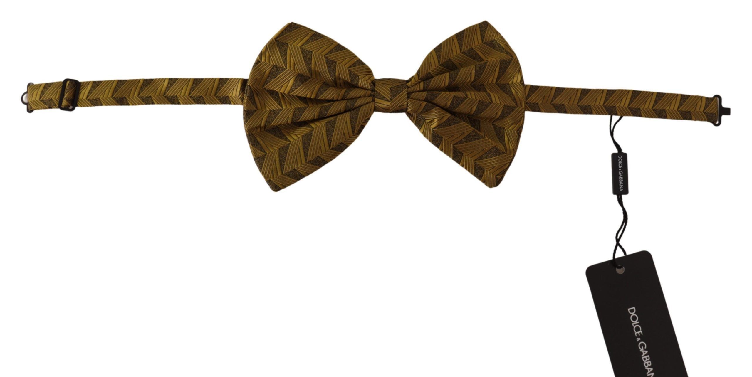 Dolce & Gabbana Elegant Gold Silk Bow Men's Tie Size ONE SIZE - 5 Thumbnail