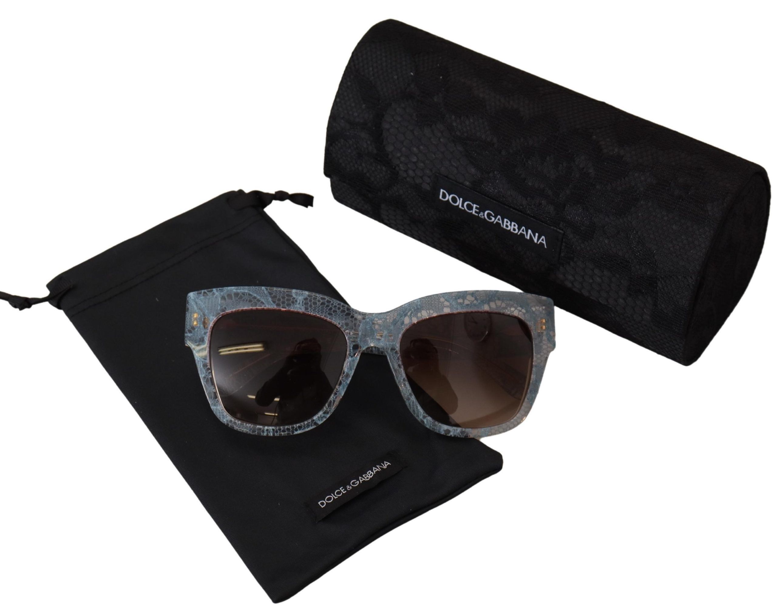 Dolce & Gabbana Elegant Lace-Trimmed Gradient Women's Sunglasses Size ONE SIZE - 6 Thumbnail