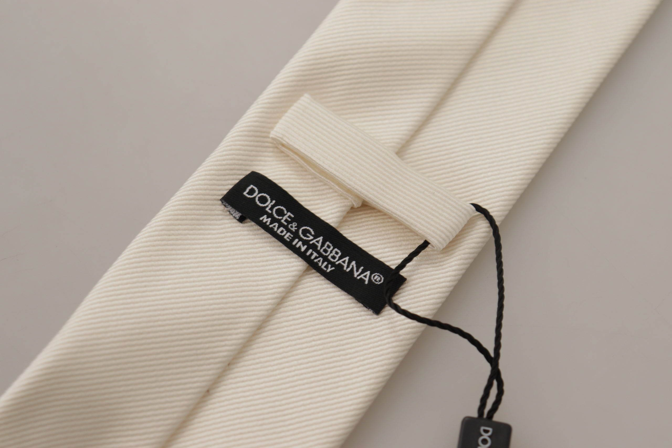 Dolce & Gabbana Elegant White Silk Men's Men's Tie Size ONE SIZE - 6 Thumbnail