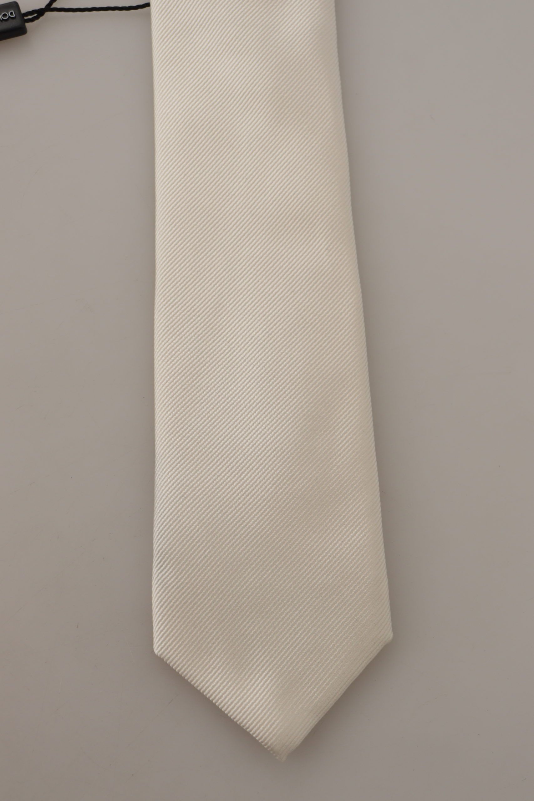 Dolce & Gabbana Elegant White Silk Men's Men's Tie Size ONE SIZE - 3 Thumbnail