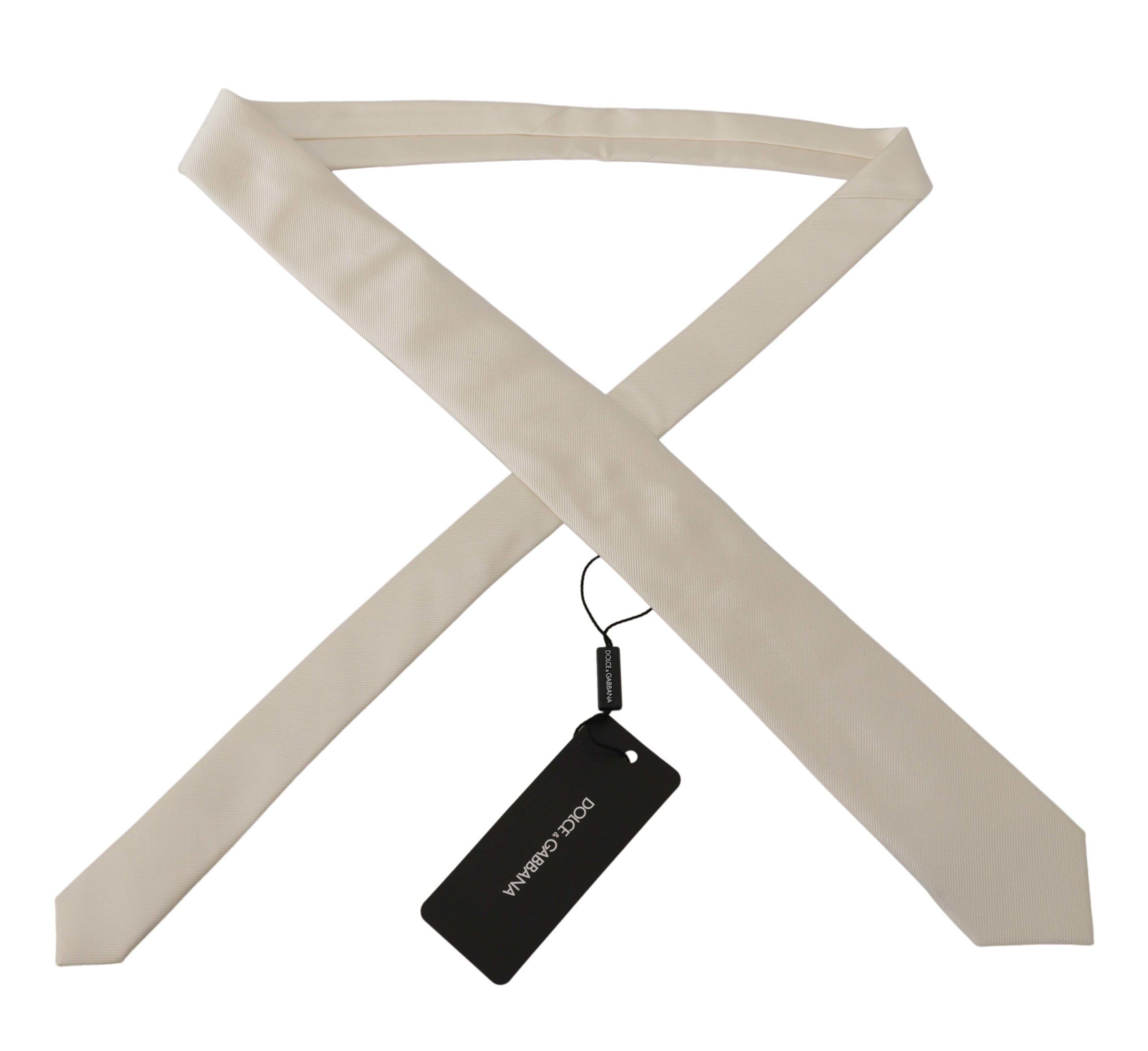 Dolce & Gabbana Elegant White Silk Men's Men's Tie Size ONE SIZE - 2 Thumbnail