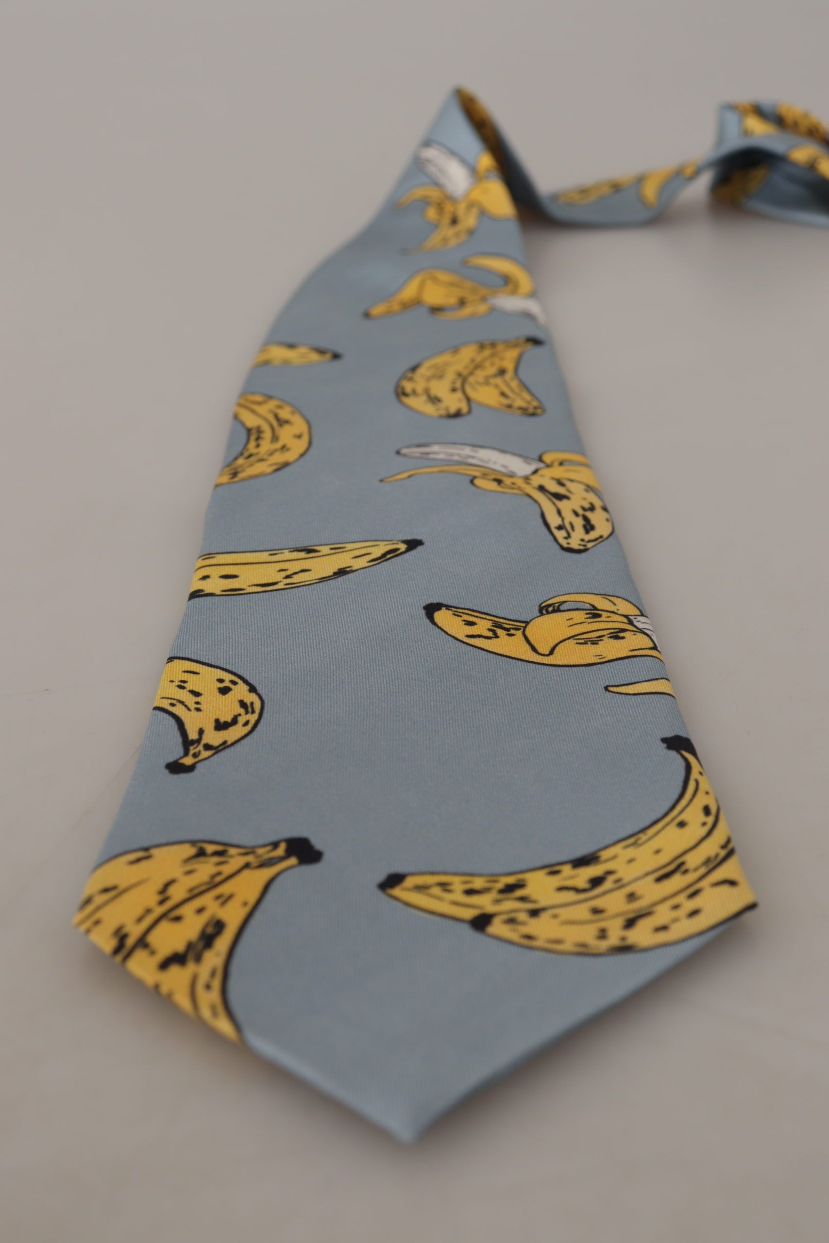 Dolce & Gabbana Elegant Blue Banana Print Silk Men's Tie Size ONE SIZE - 5 Thumbnail
