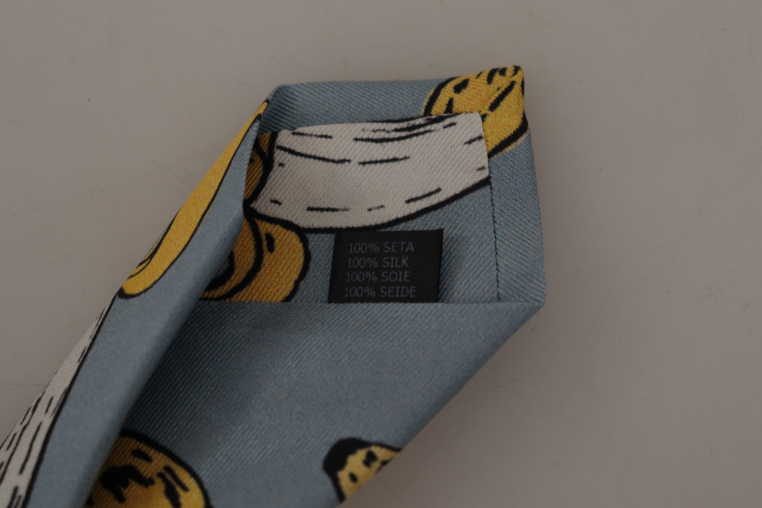 Dolce & Gabbana Elegant Blue Banana Print Silk Men's Tie Size ONE SIZE - 4 Thumbnail