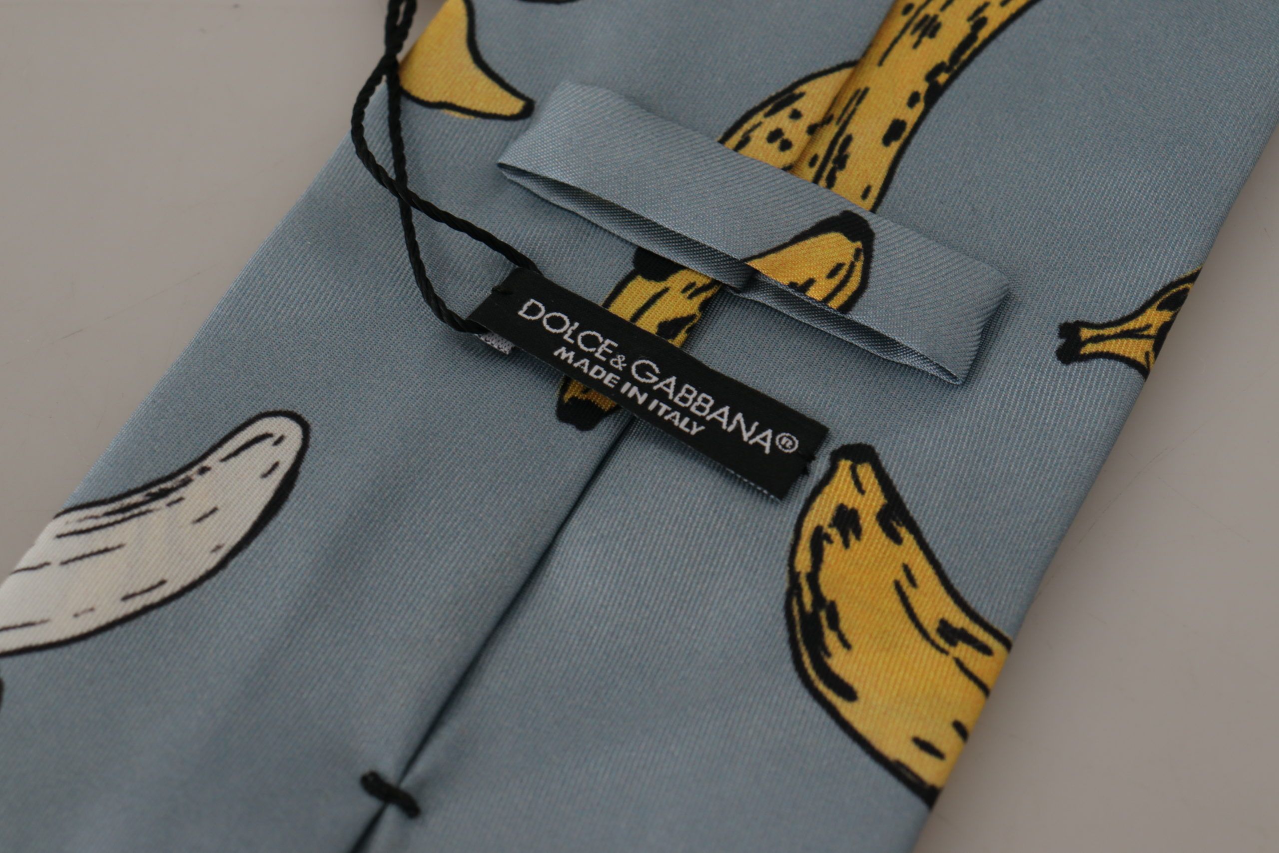Dolce & Gabbana Elegant Blue Banana Print Silk Men's Tie Size ONE SIZE - 3 Thumbnail