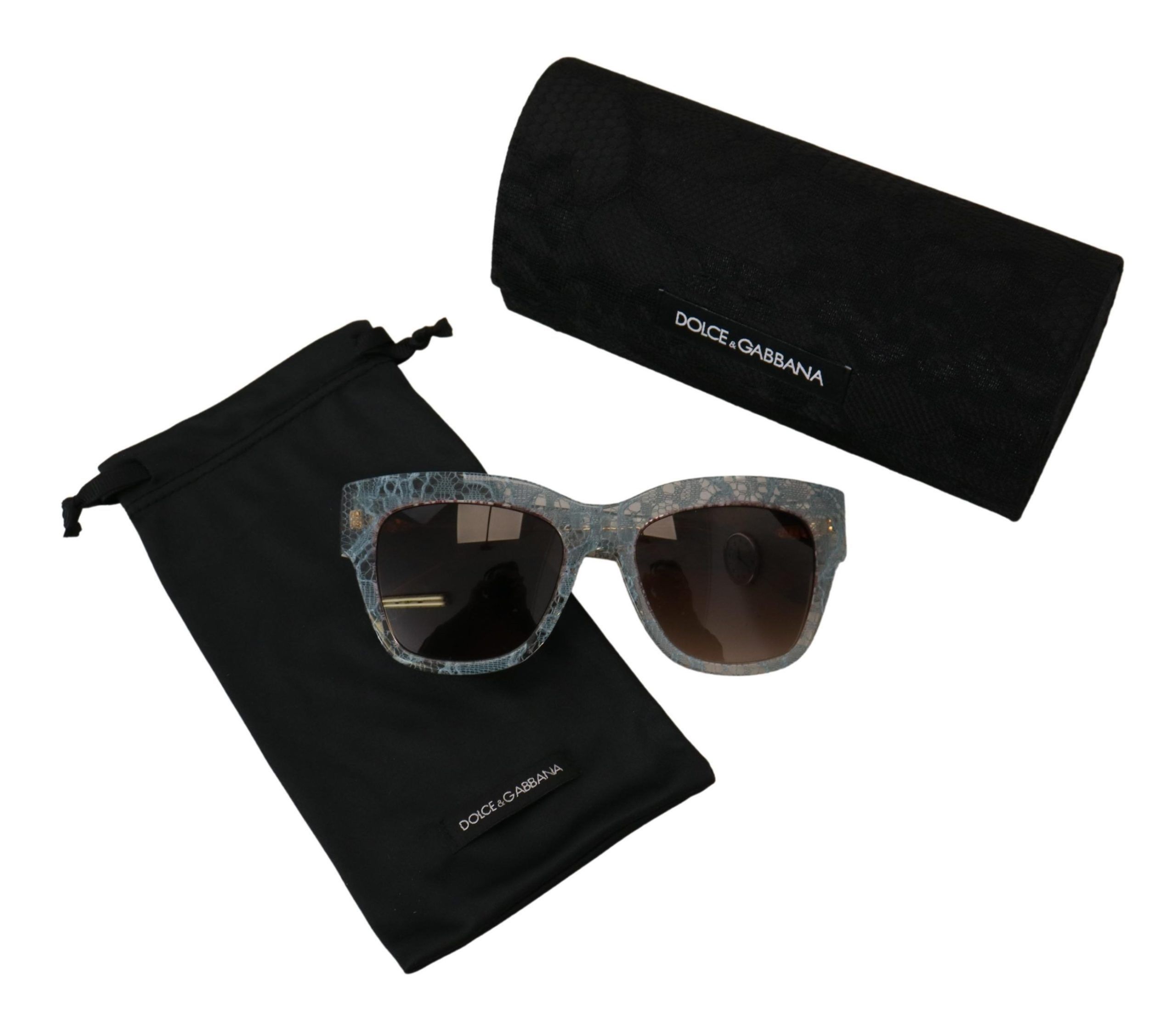 Dolce & Gabbana Elegant Lace Detail Blue Women's Sunglasses Size ONE SIZE - 5 Thumbnail