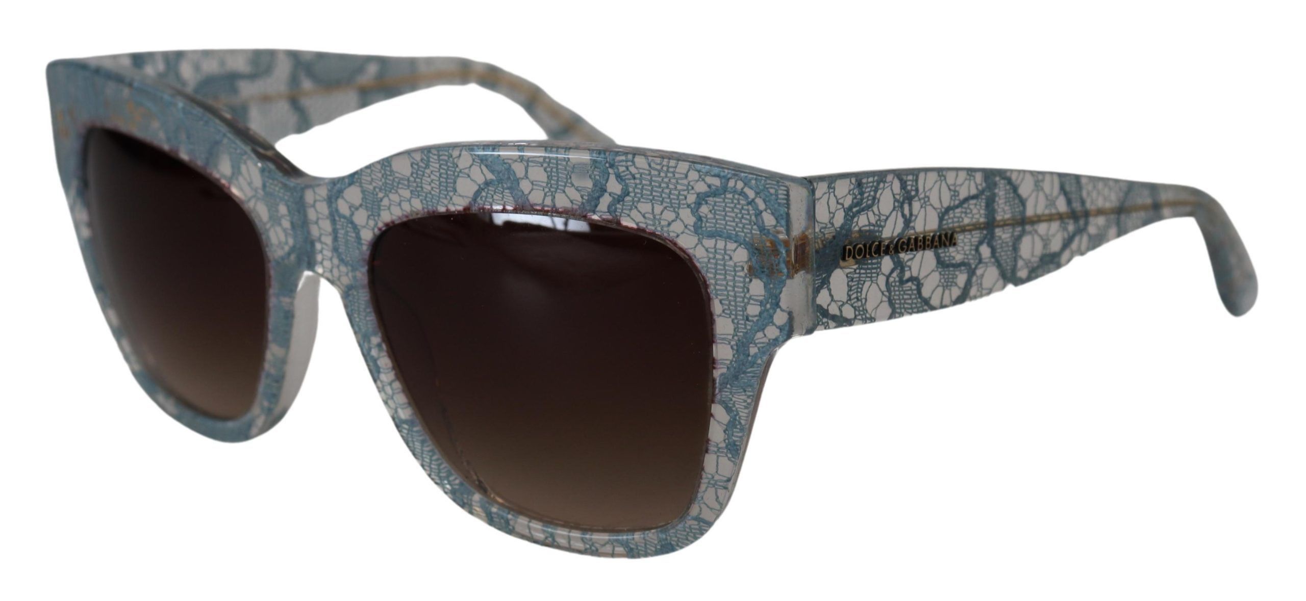Dolce & Gabbana Elegant Lace Detail Blue Women's Sunglasses Size ONE SIZE - 6 Thumbnail