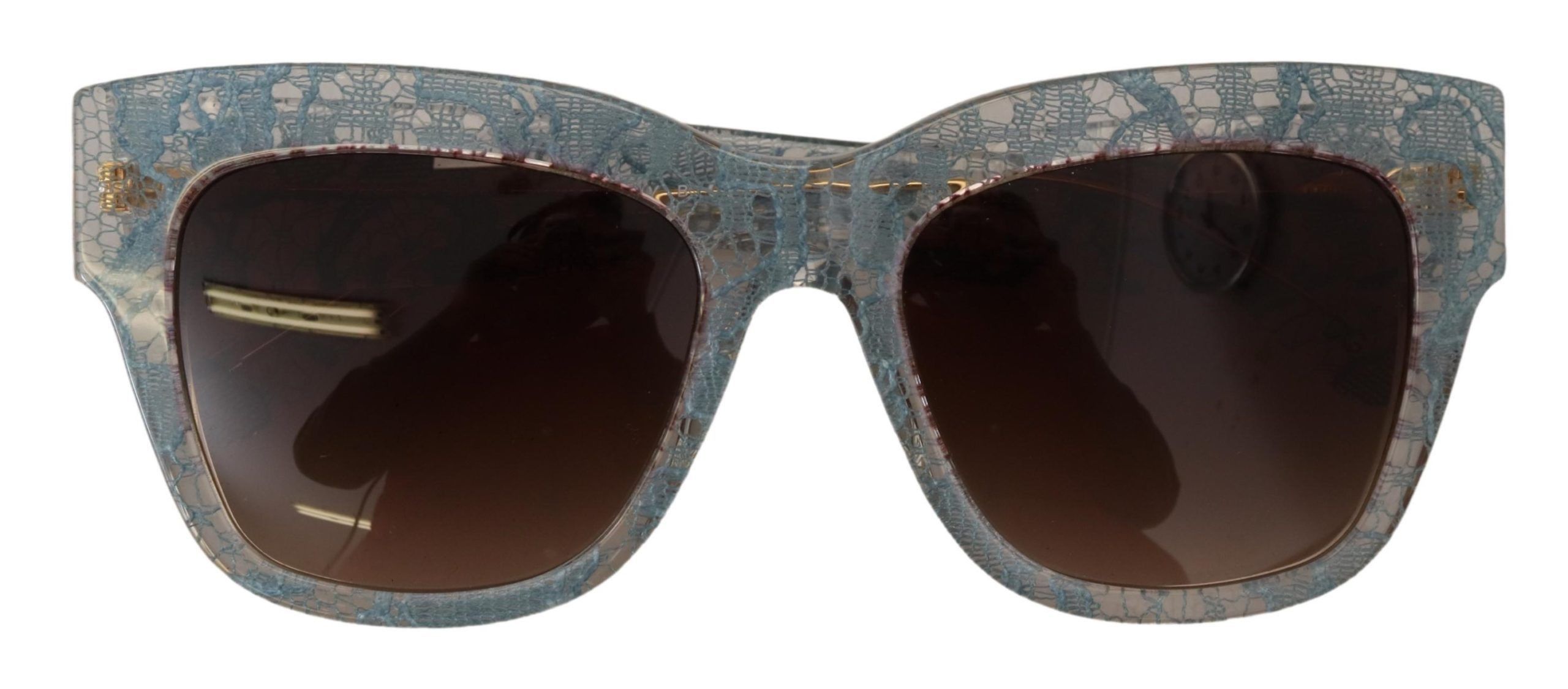 Dolce & Gabbana Elegant Lace Detail Blue Women's Sunglasses Size ONE SIZE - 4 Thumbnail