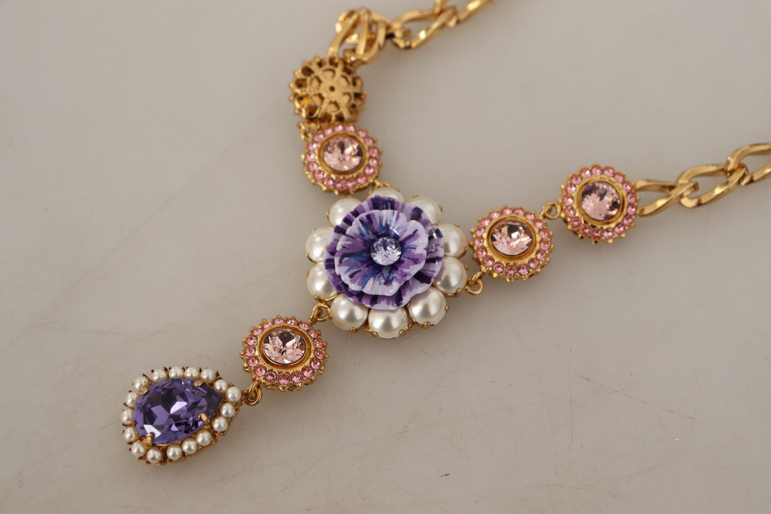Dolce & Gabbana Elegant Floral Crystal Statement Women's Necklace Size ONE SIZE - 5 Thumbnail