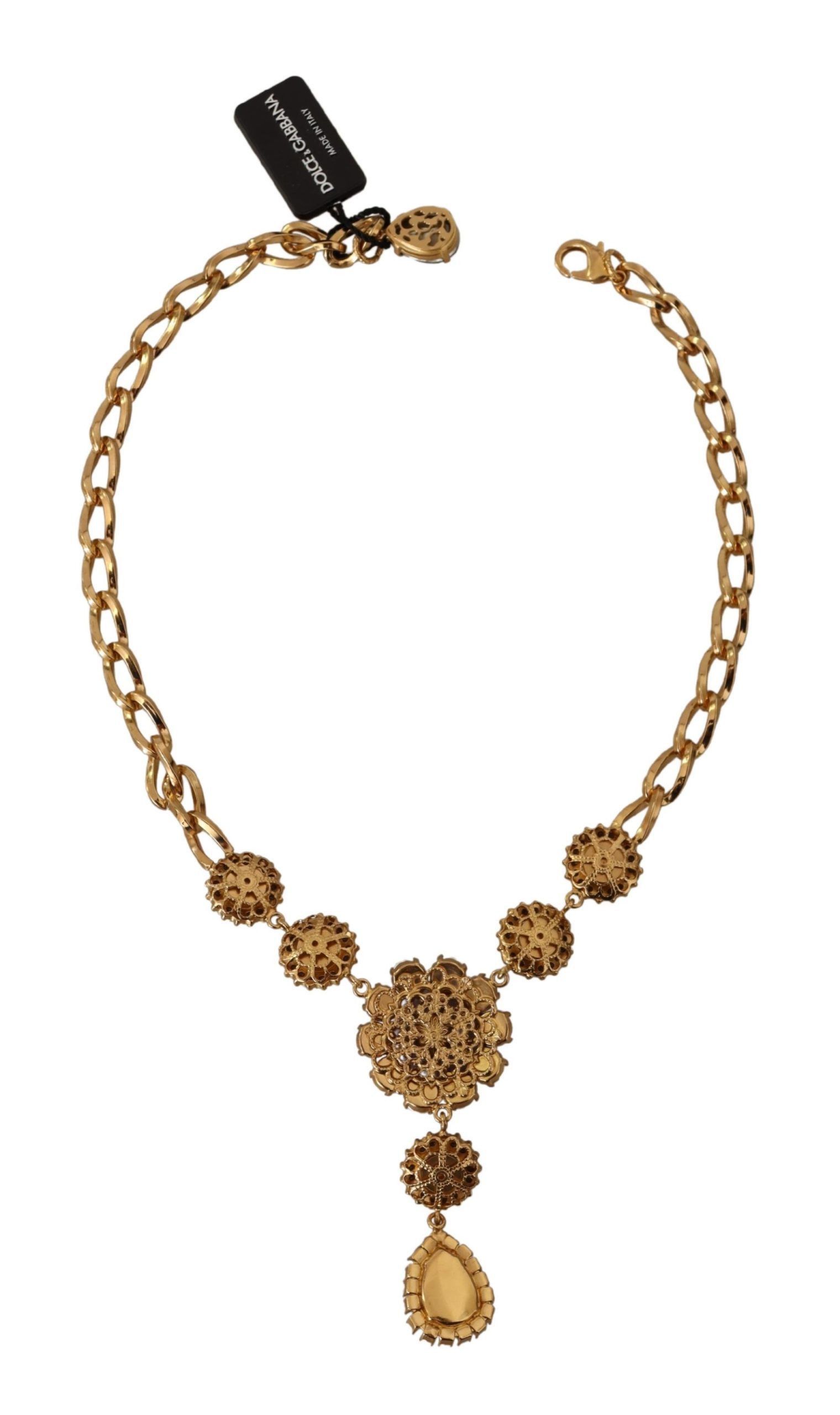 Dolce & Gabbana Elegant Floral Crystal Statement Women's Necklace Size ONE SIZE - 4 Thumbnail