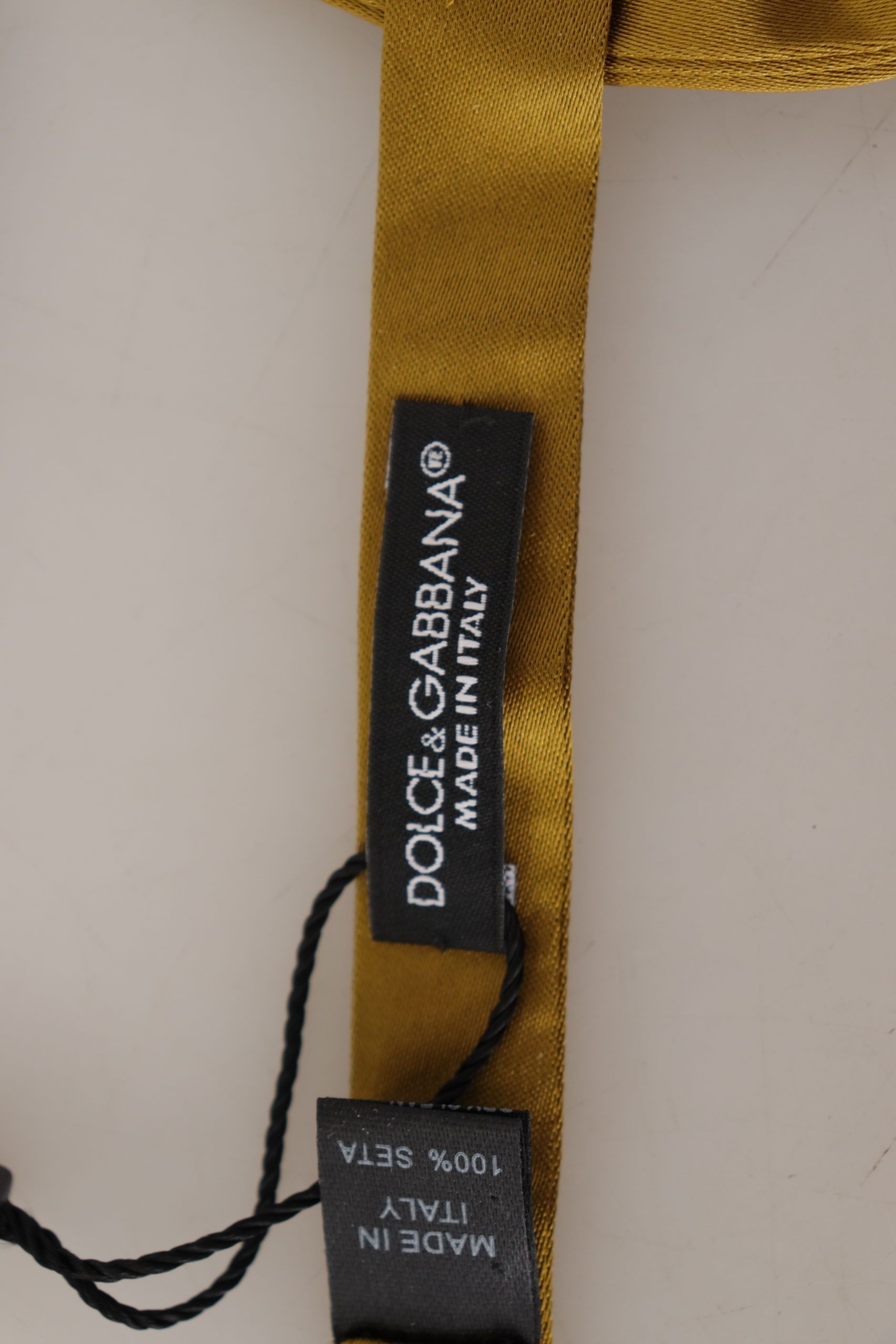 Dolce & Gabbana Elegant Mustard Silk Bow Men's Tie Size ONE SIZE - 4 Thumbnail