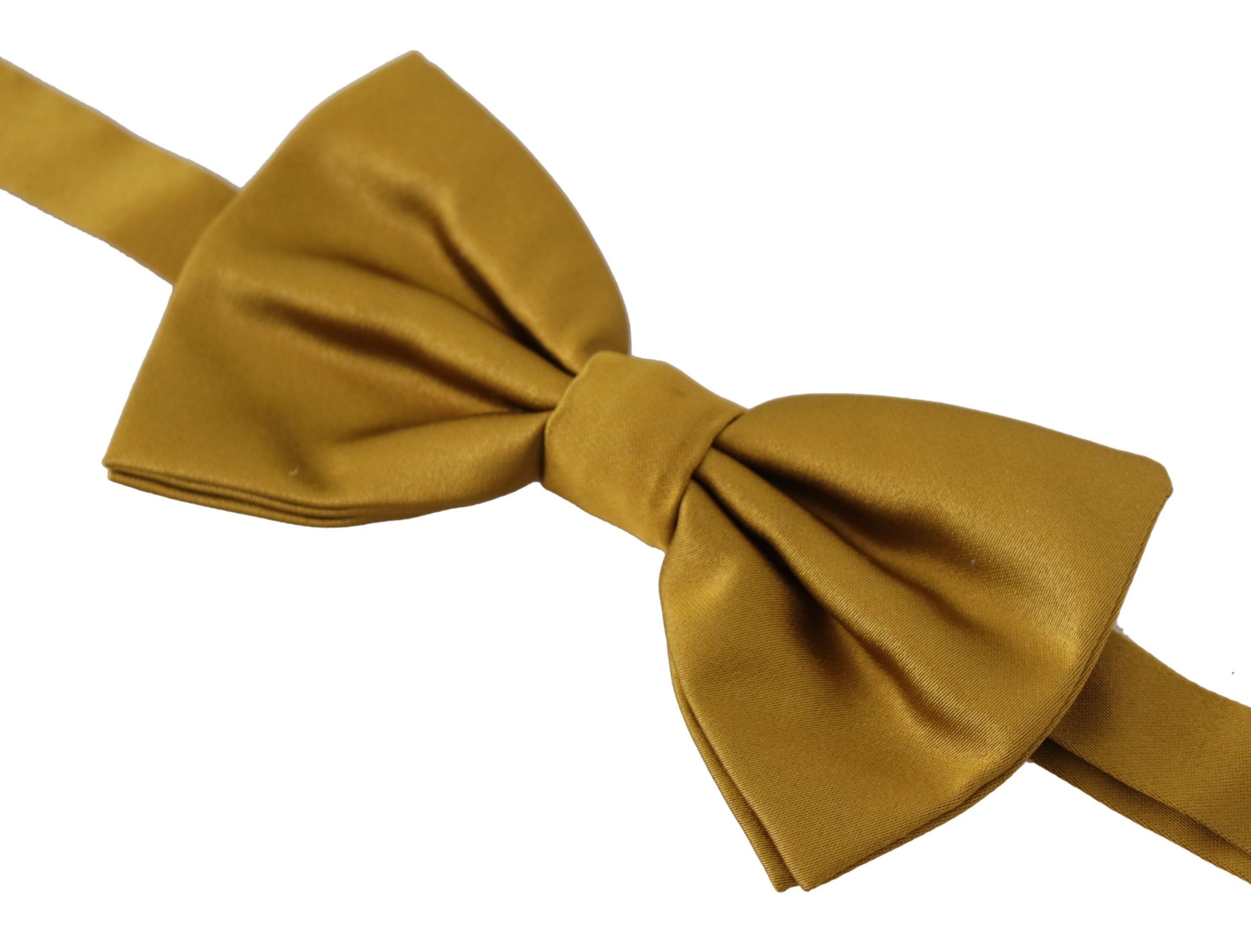Dolce & Gabbana Elegant Mustard Silk Bow Men's Tie Size ONE SIZE - 2 Thumbnail