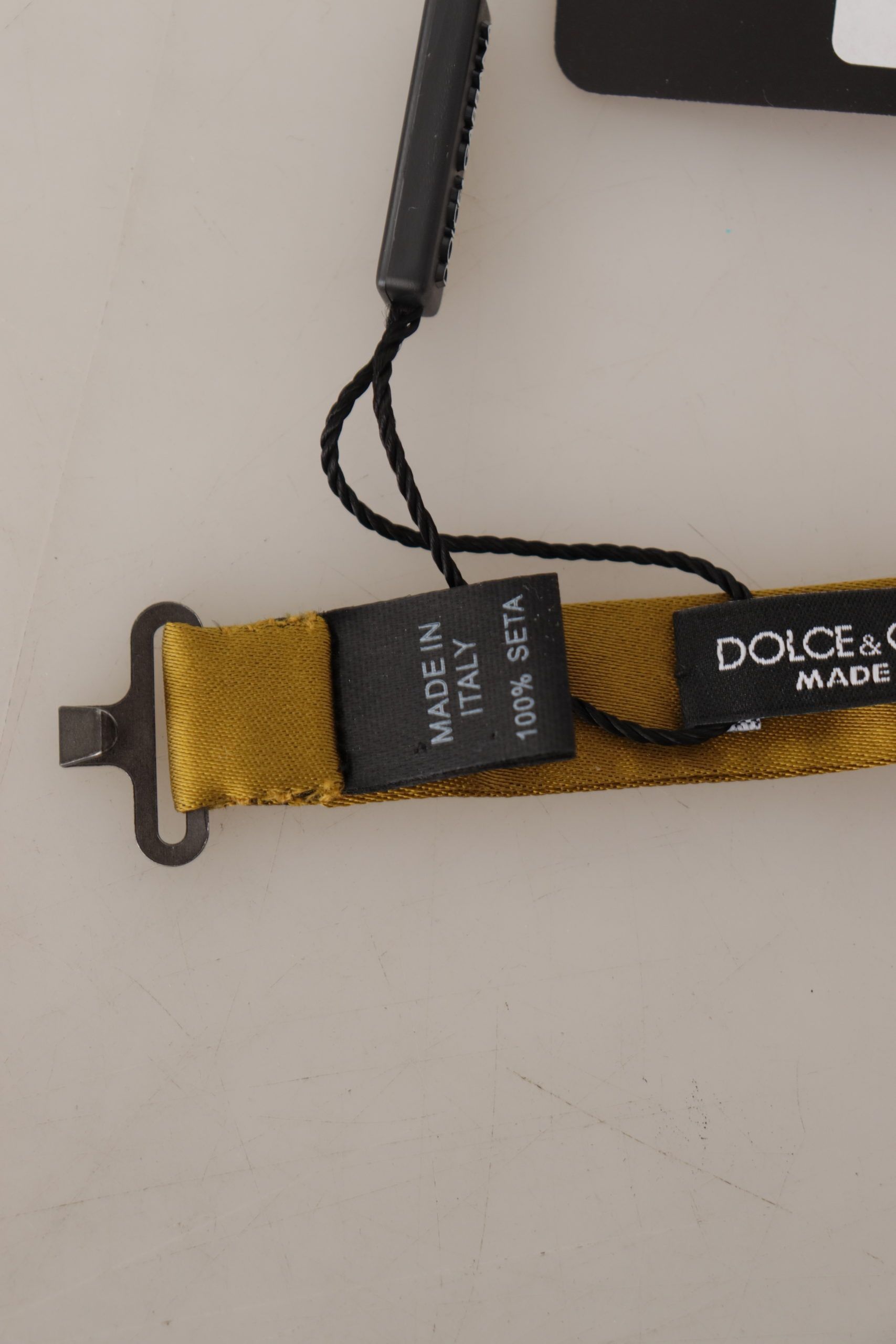 Dolce & Gabbana Elegant Mustard Silk Bow Men's Tie Size ONE SIZE - 5 Thumbnail