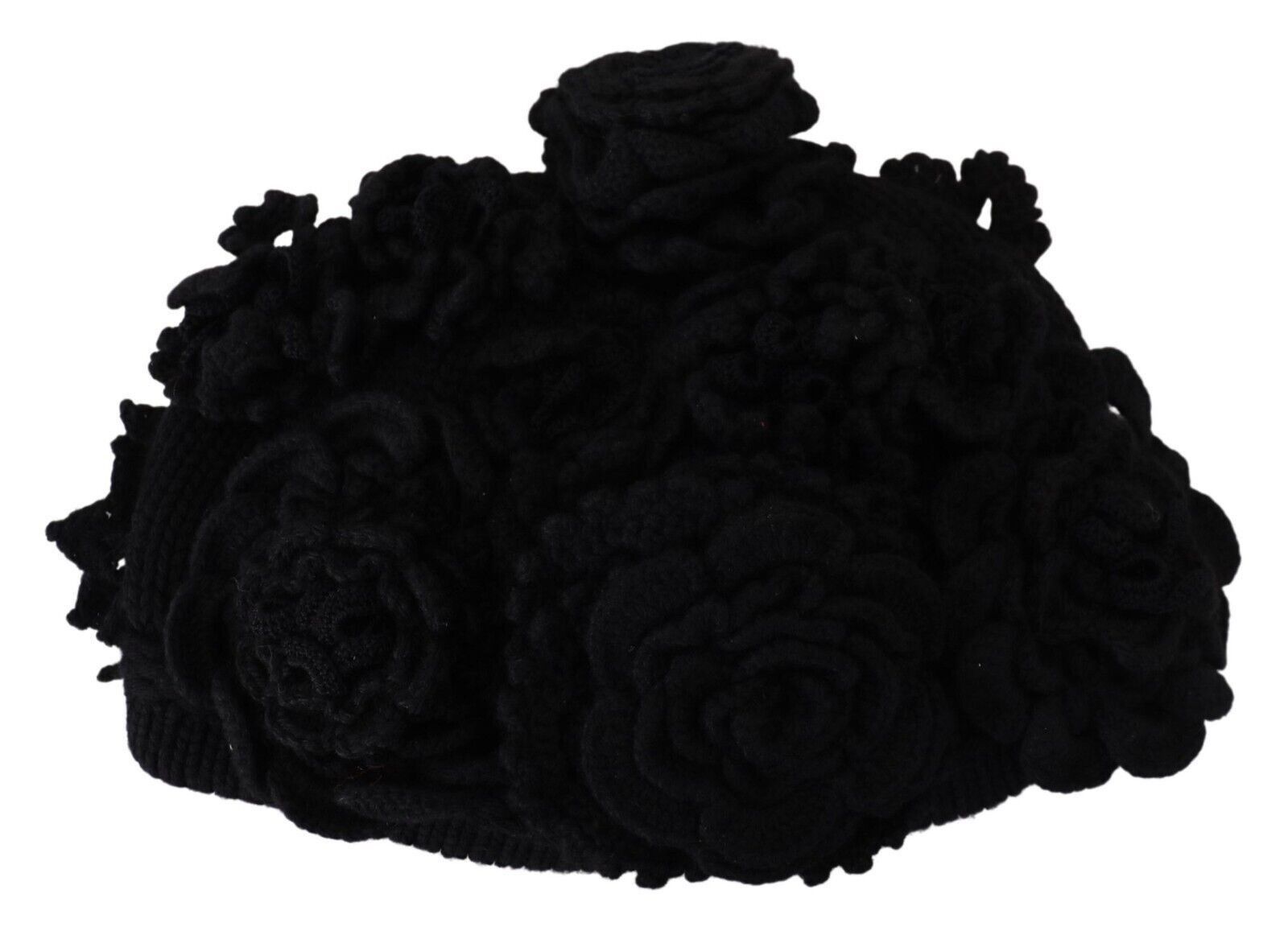 Dolce & Gabbana Elegant Black Virgin Wool Beanie Women's Hat Size ONE SIZE - 5 Thumbnail