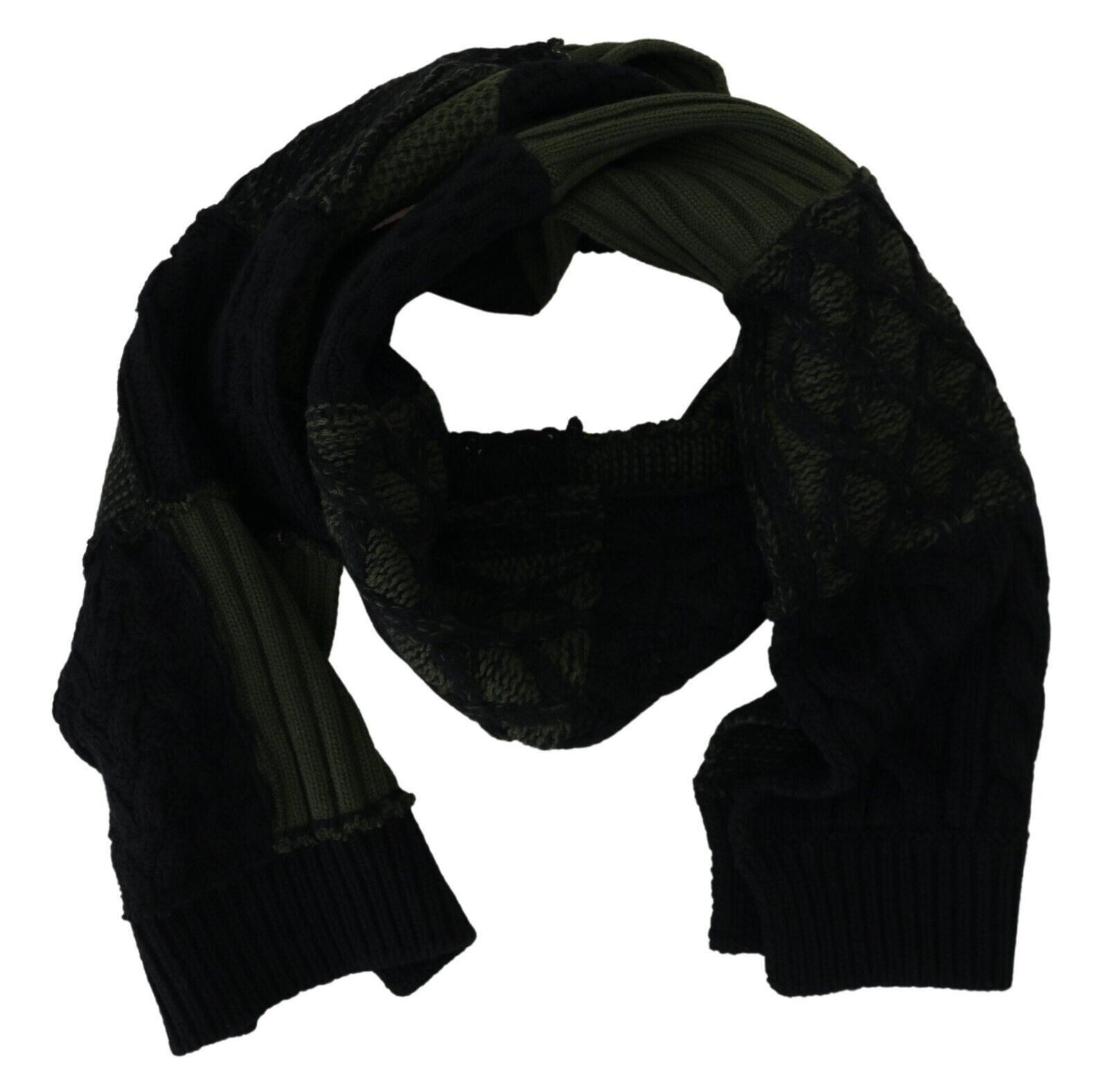Dolce & Gabbana Elegant Wool Scarf in Black & Men's Green Size ONE SIZE - 3 Thumbnail