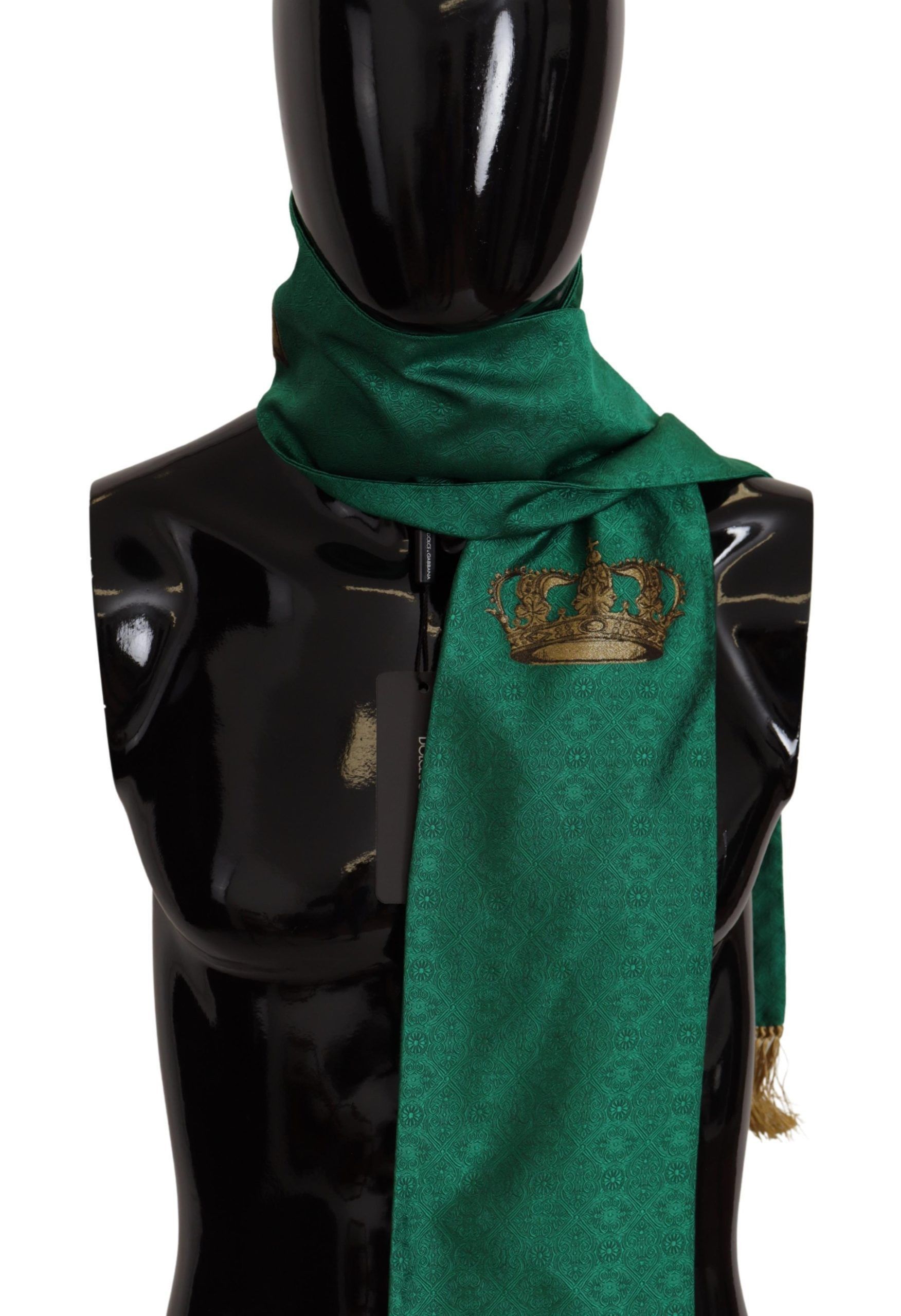 Dolce & Gabbana Elegant Green Silk Blend Men's Men's Scarf Size ONE SIZE - 6 Thumbnail