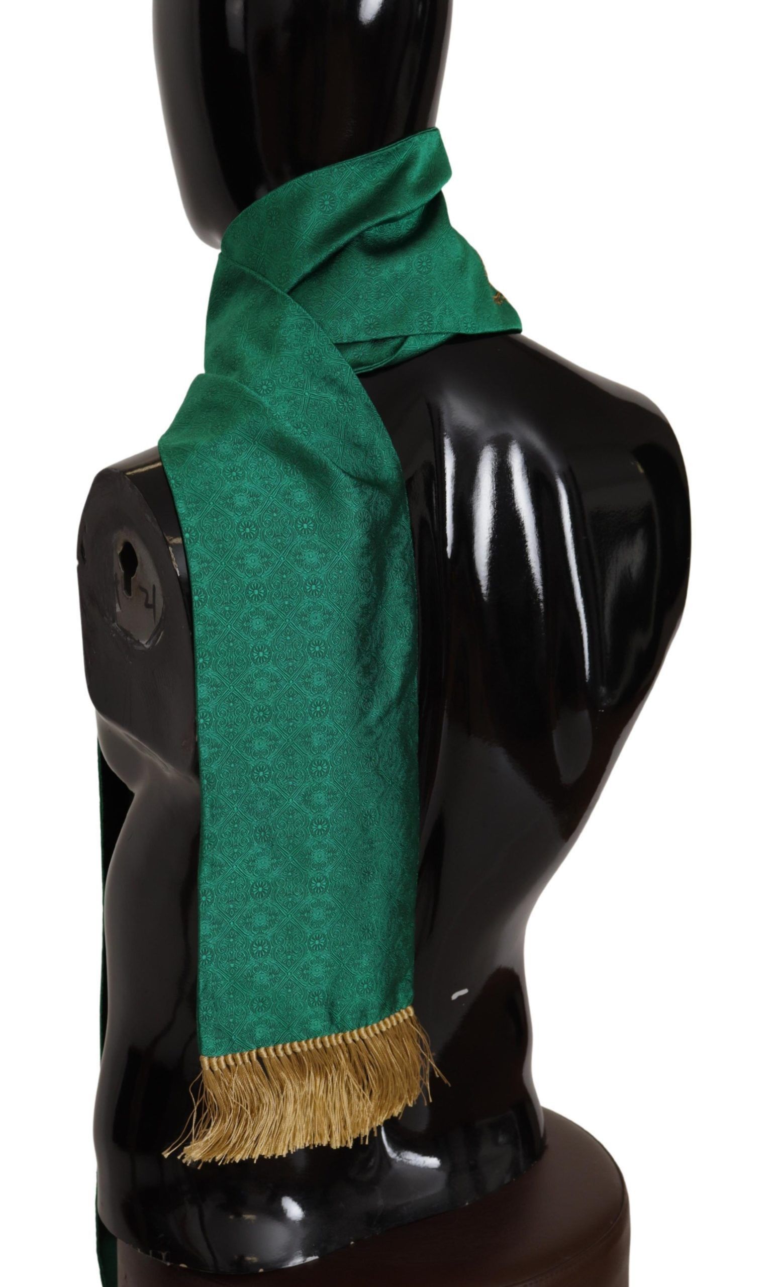 Dolce & Gabbana Elegant Green Silk Blend Men's Men's Scarf Size ONE SIZE - 3 Thumbnail