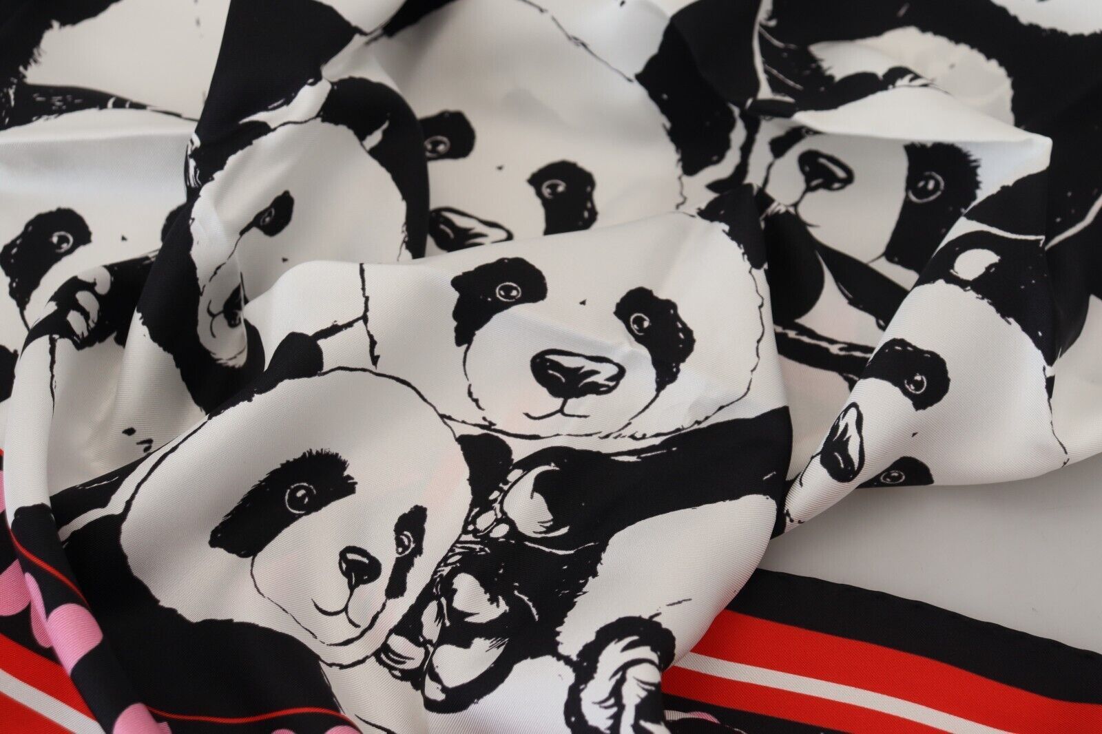 Dolce & Gabbana Elegant Panda Print Silk Men's Scarf Size ONE SIZE - 6 Thumbnail