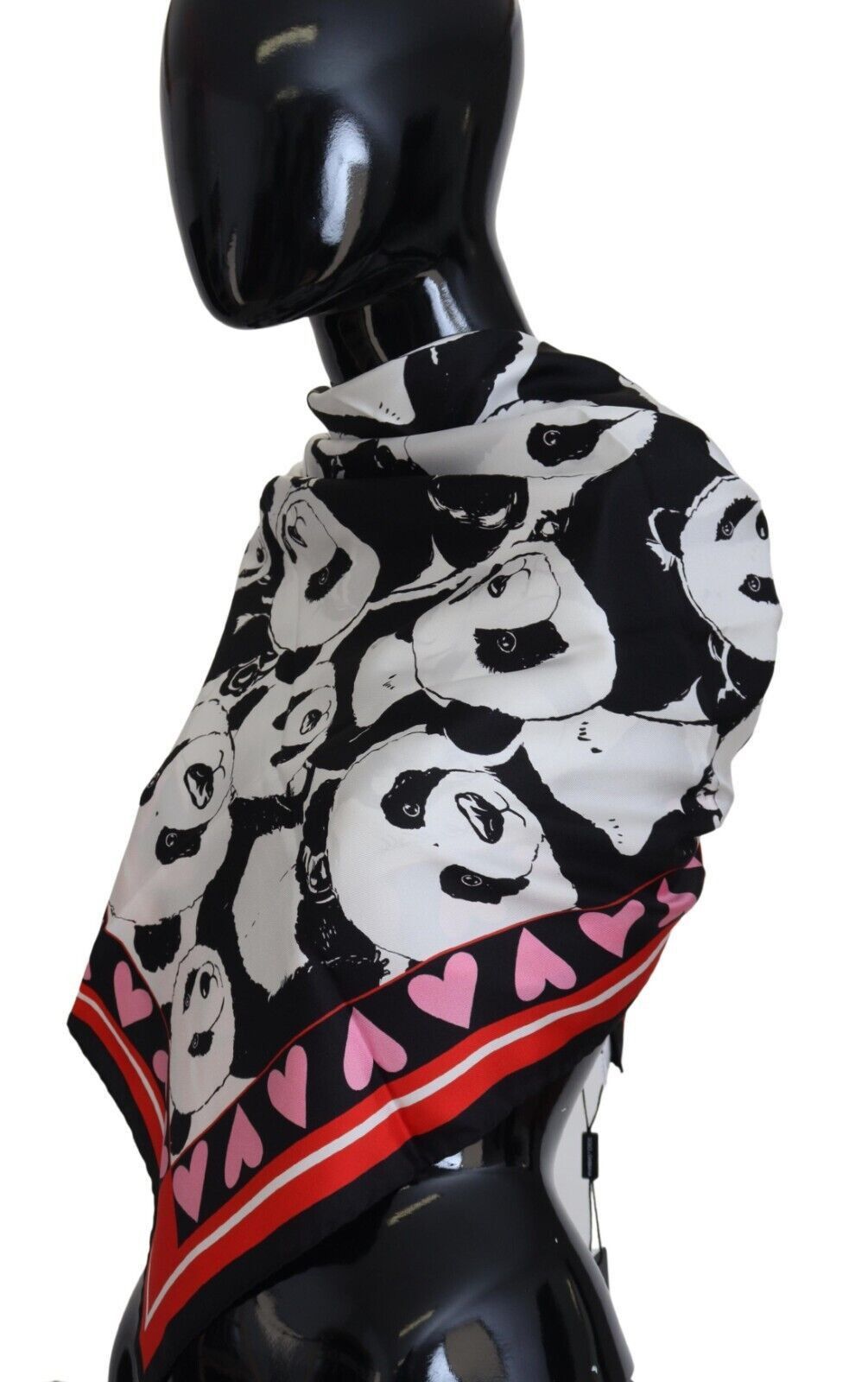 Dolce & Gabbana Elegant Panda Print Silk Men's Scarf Size ONE SIZE - 2 Thumbnail