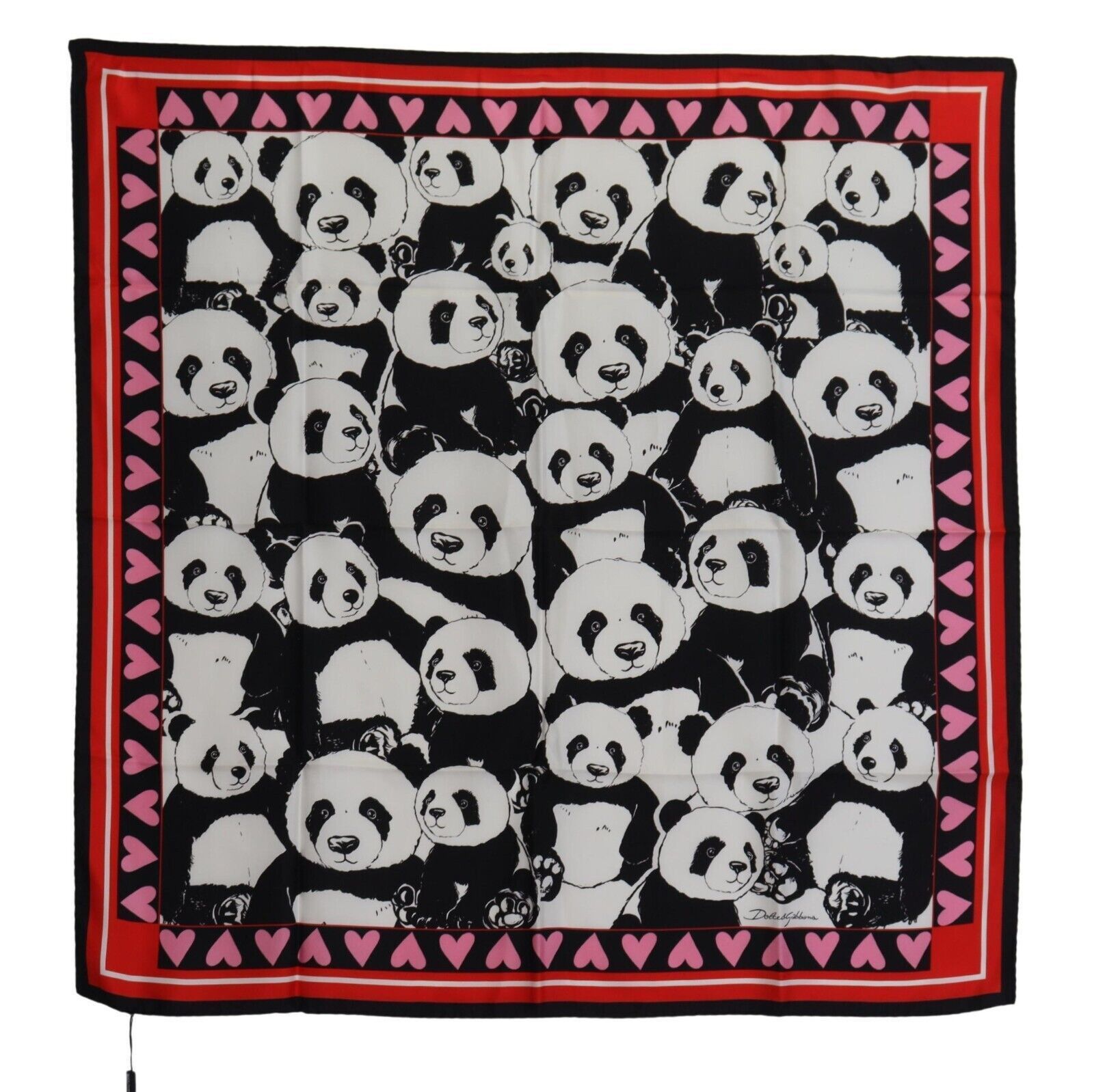 Dolce & Gabbana Elegant Panda Print Silk Men's Scarf Size ONE SIZE - 3 Thumbnail