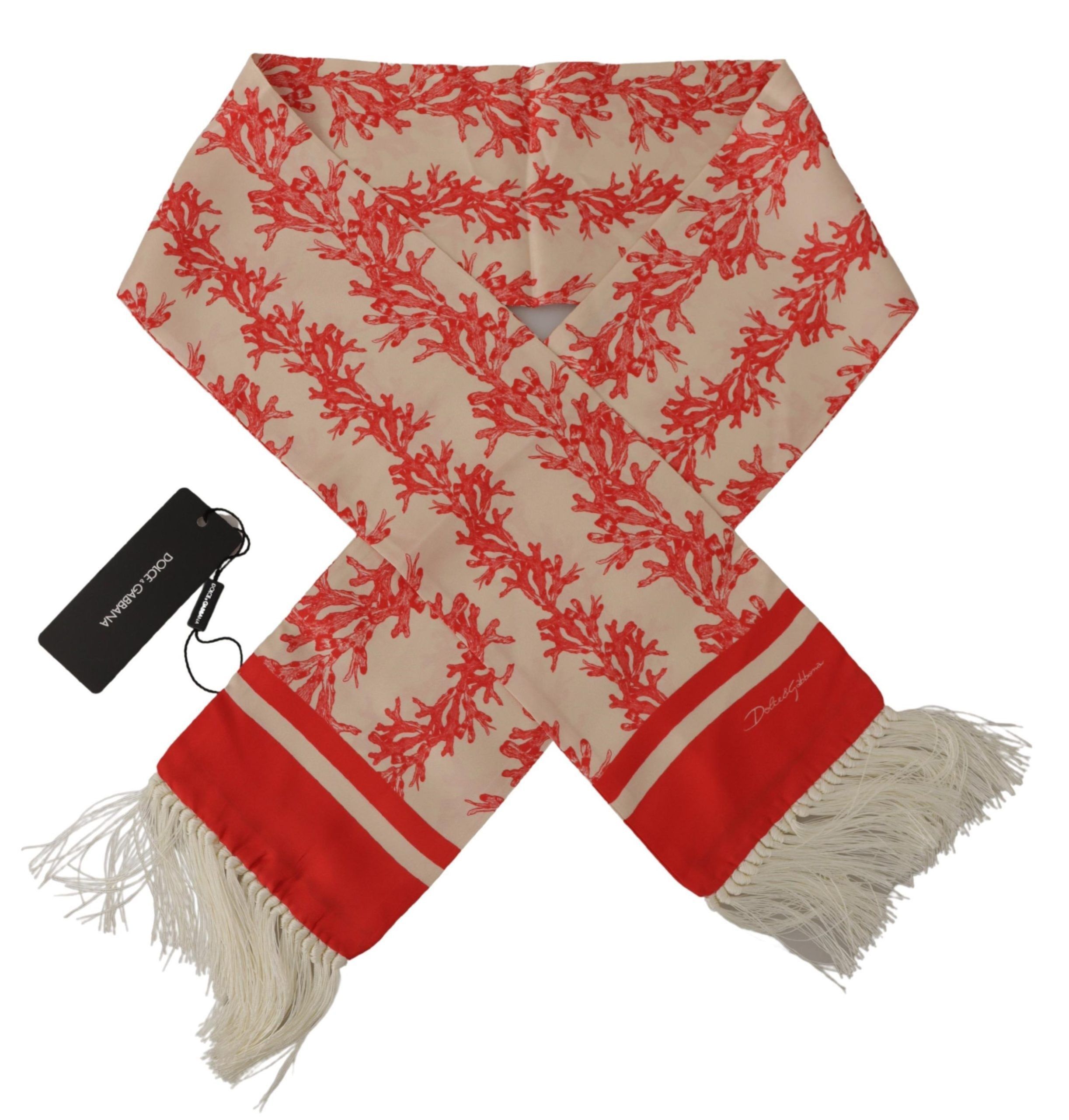 Dolce & Gabbana Elegant Silk Men's Scarf Wrap - Red Coral Men's Print Size ONE SIZE - 3 Thumbnail
