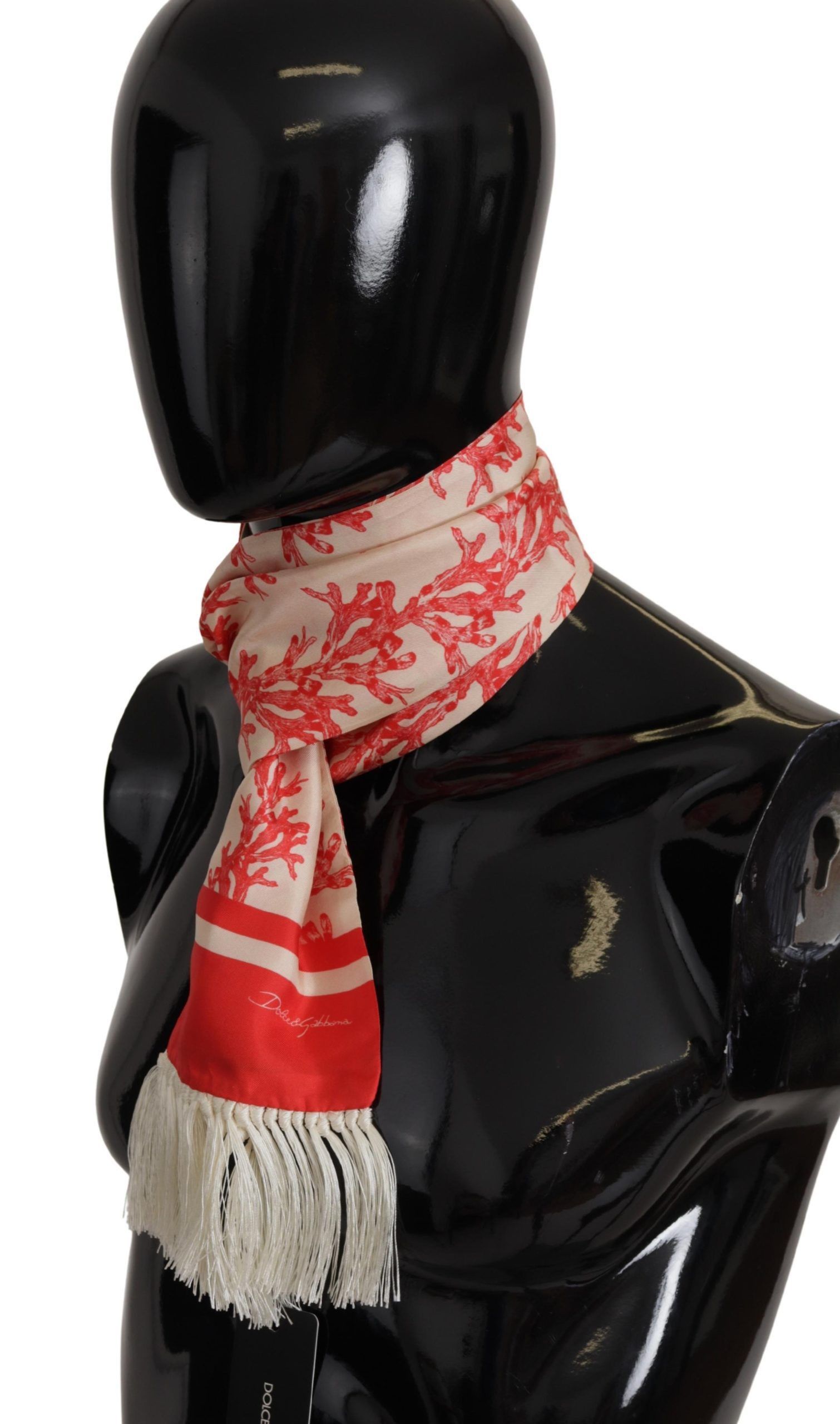 Dolce & Gabbana Elegant Silk Men's Scarf Wrap - Red Coral Men's Print Size ONE SIZE - 2 Thumbnail