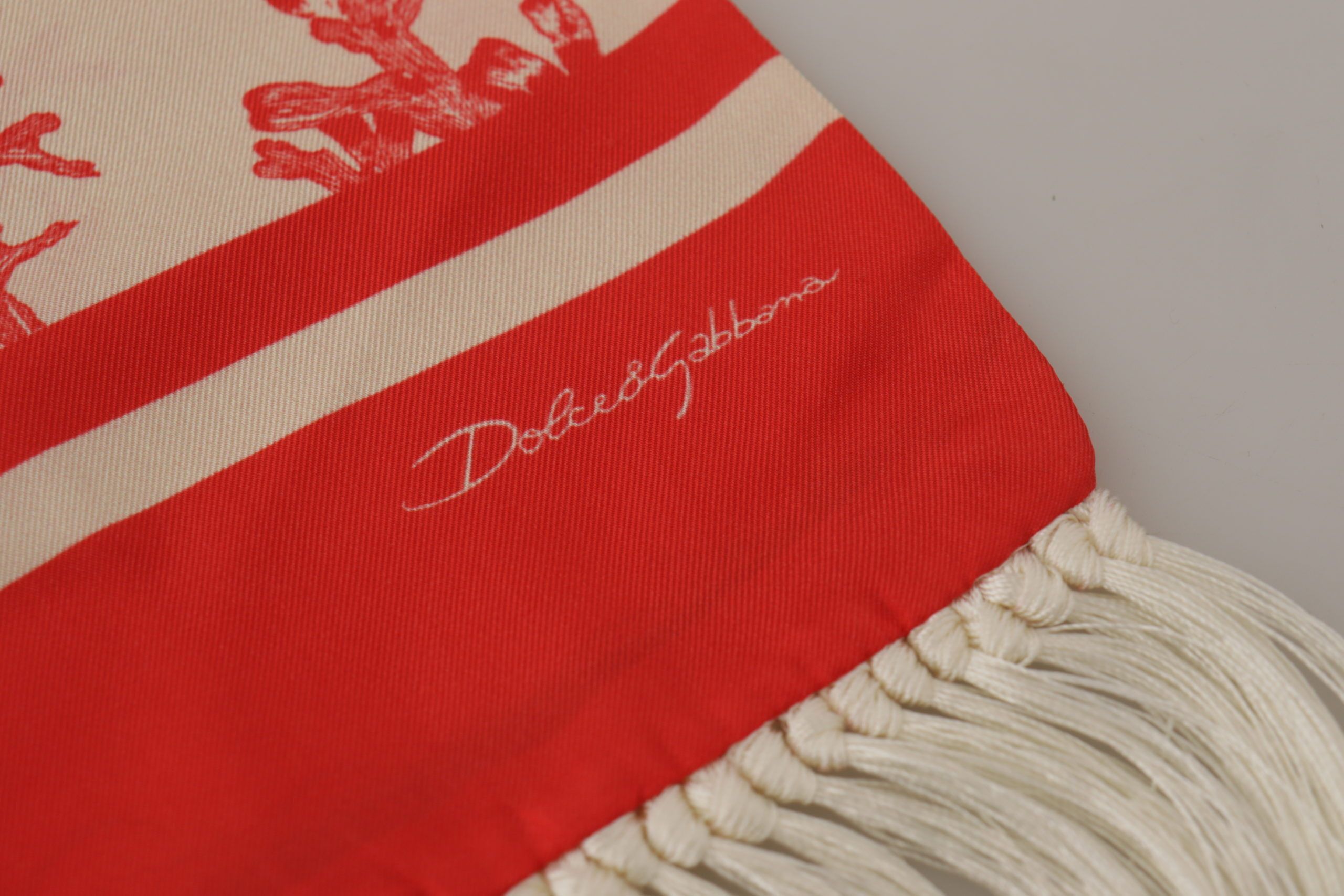 Dolce & Gabbana Elegant Silk Men's Scarf Wrap - Red Coral Men's Print Size ONE SIZE - 5 Thumbnail