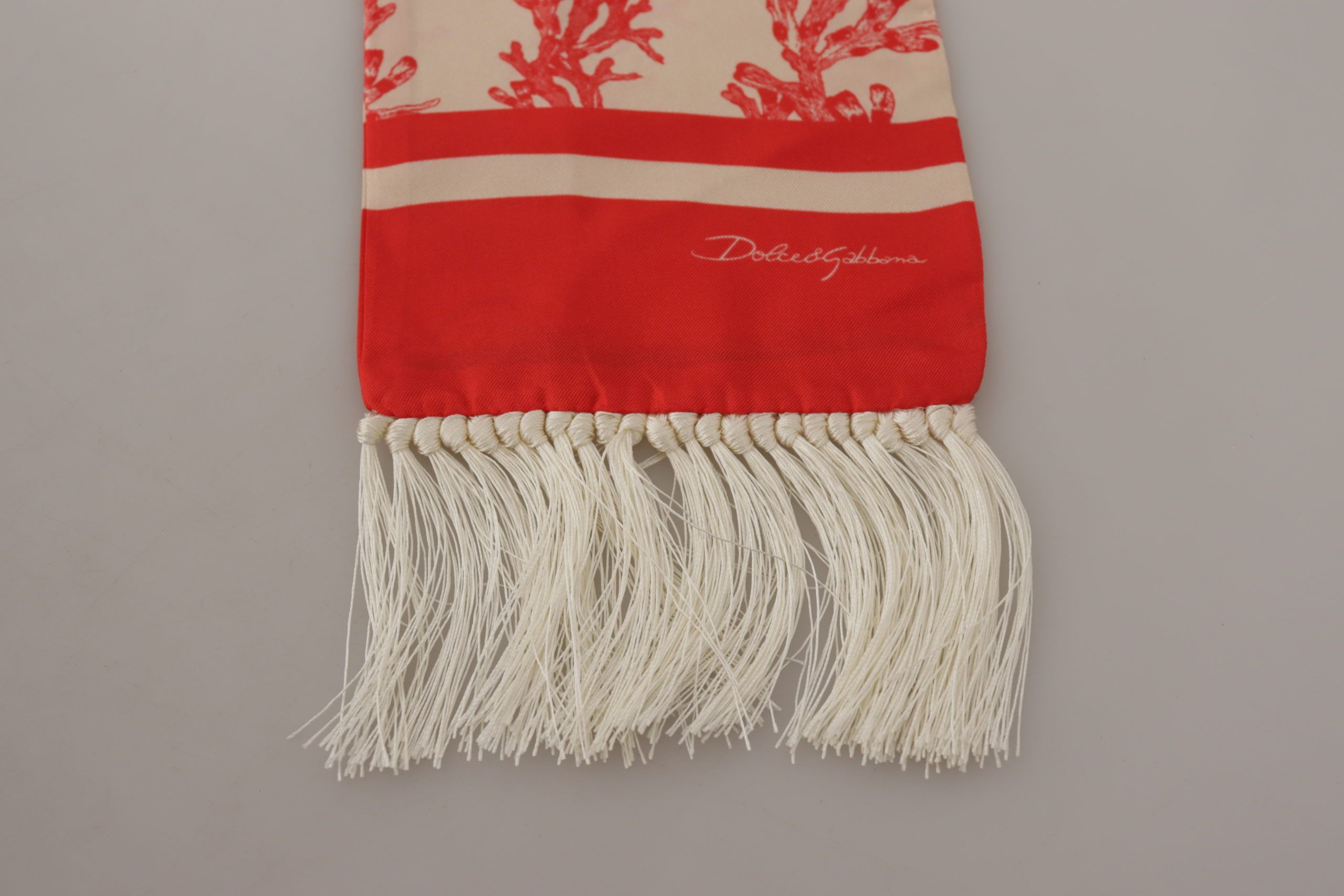 Dolce & Gabbana Elegant Silk Men's Scarf Wrap - Red Coral Men's Print Size ONE SIZE - 4 Thumbnail