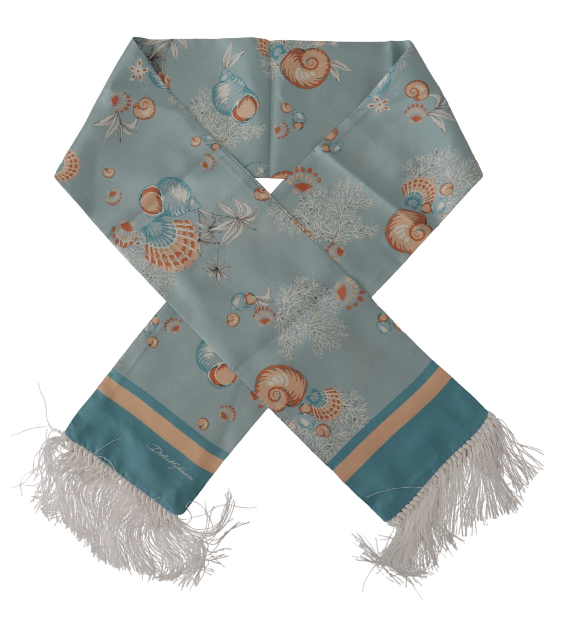 Dolce & Gabbana Elegant Silk Scarf with Shell Men's Motif Size ONE SIZE - 3 Thumbnail