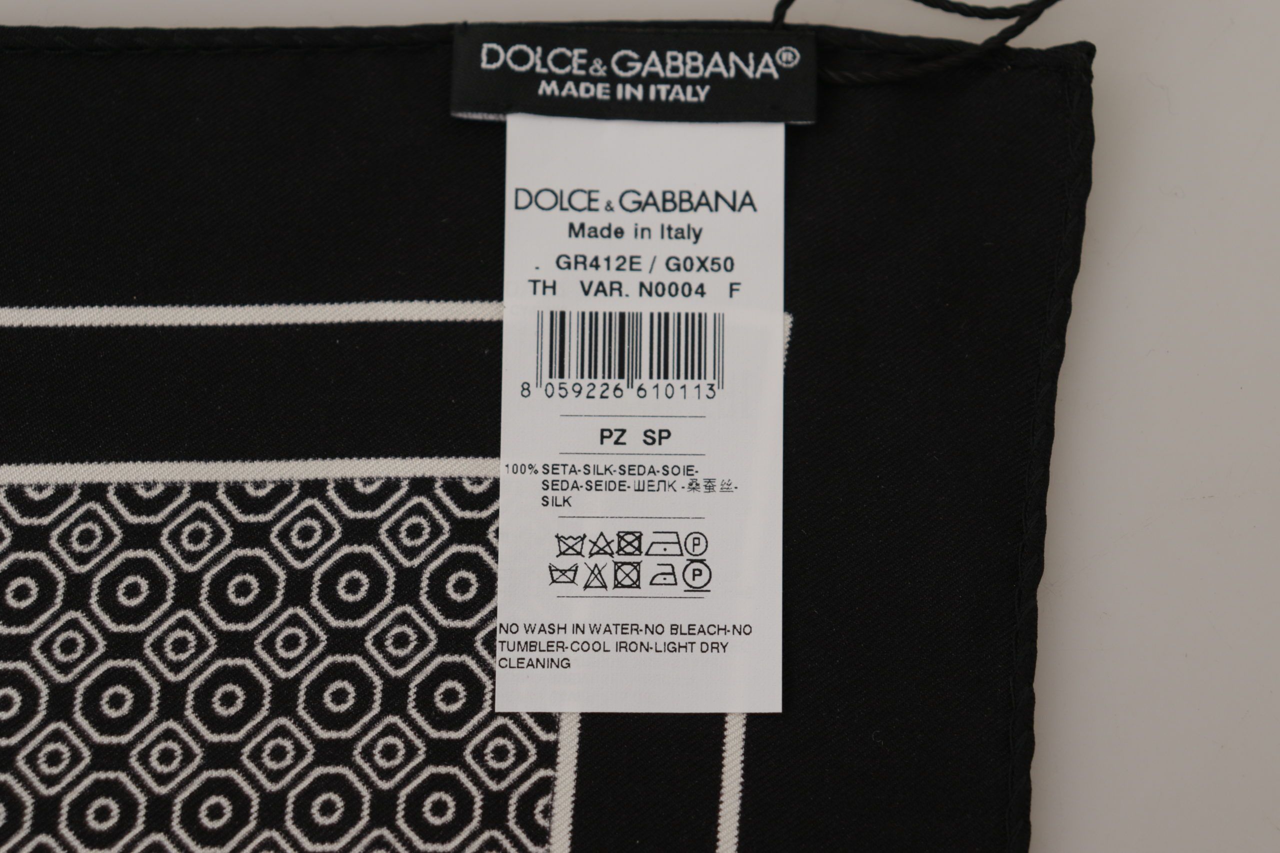 Dolce & Gabbana Elegant Black Silk Geometric Scarf for Men's Men Size ONE SIZE - 4 Thumbnail