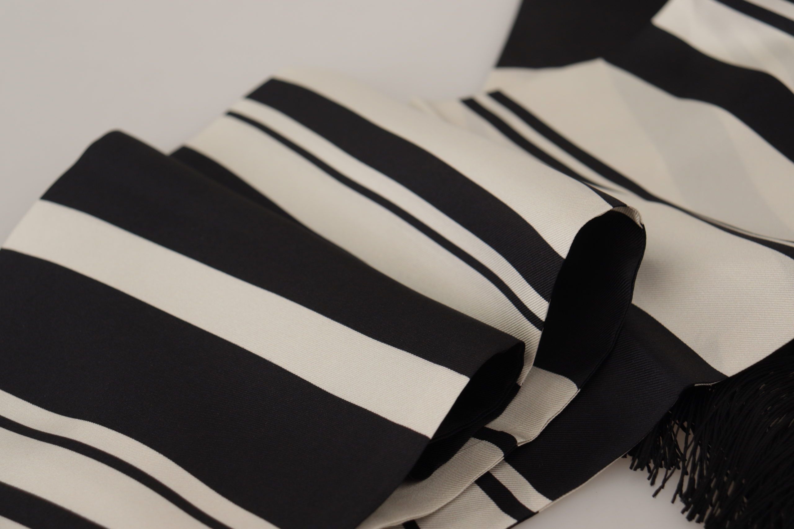 Dolce & Gabbana Elegant Silk Men's Scarf - Classic Black Men's Stripe Size ONE SIZE - 3 Thumbnail