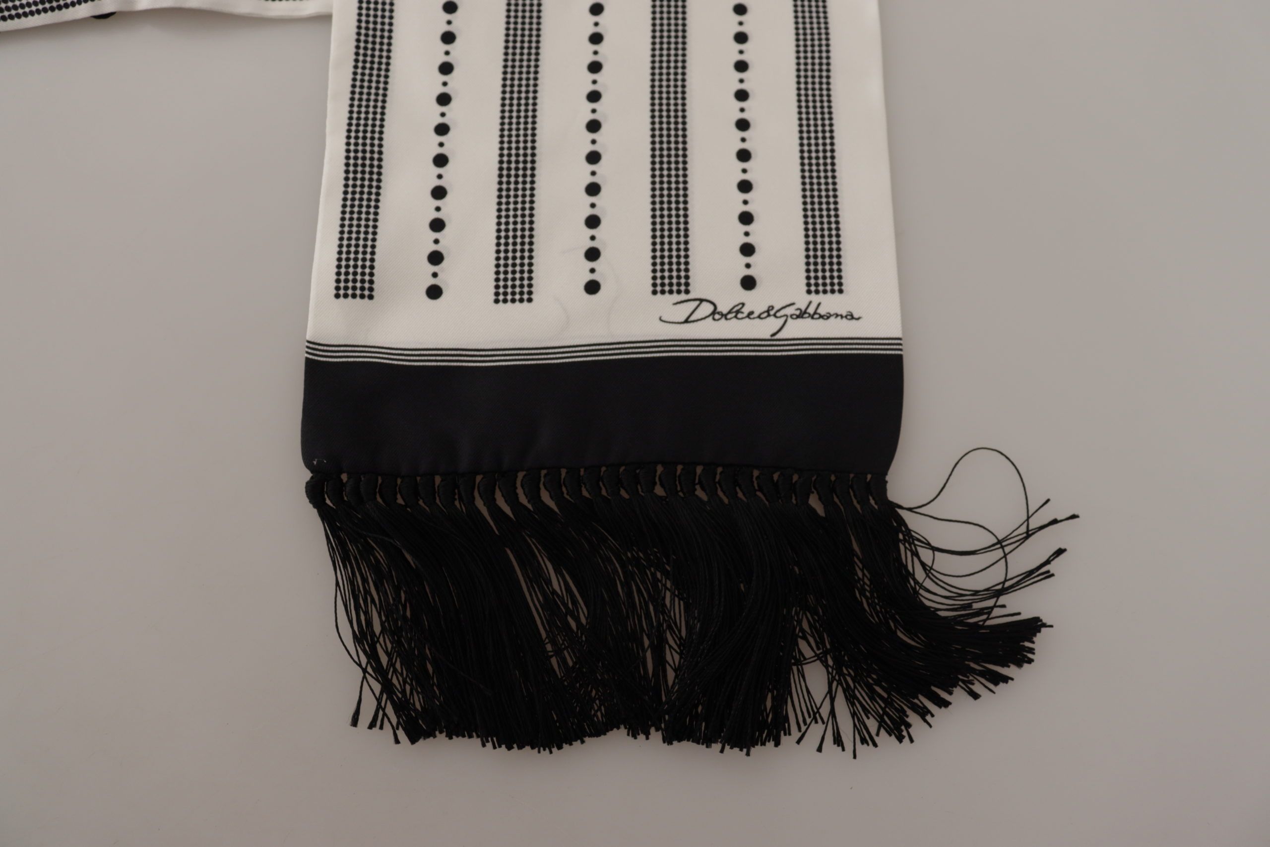 Dolce & Gabbana Elegant Monochrome Silk Men's Men's Scarf Size ONE SIZE - 4 Thumbnail