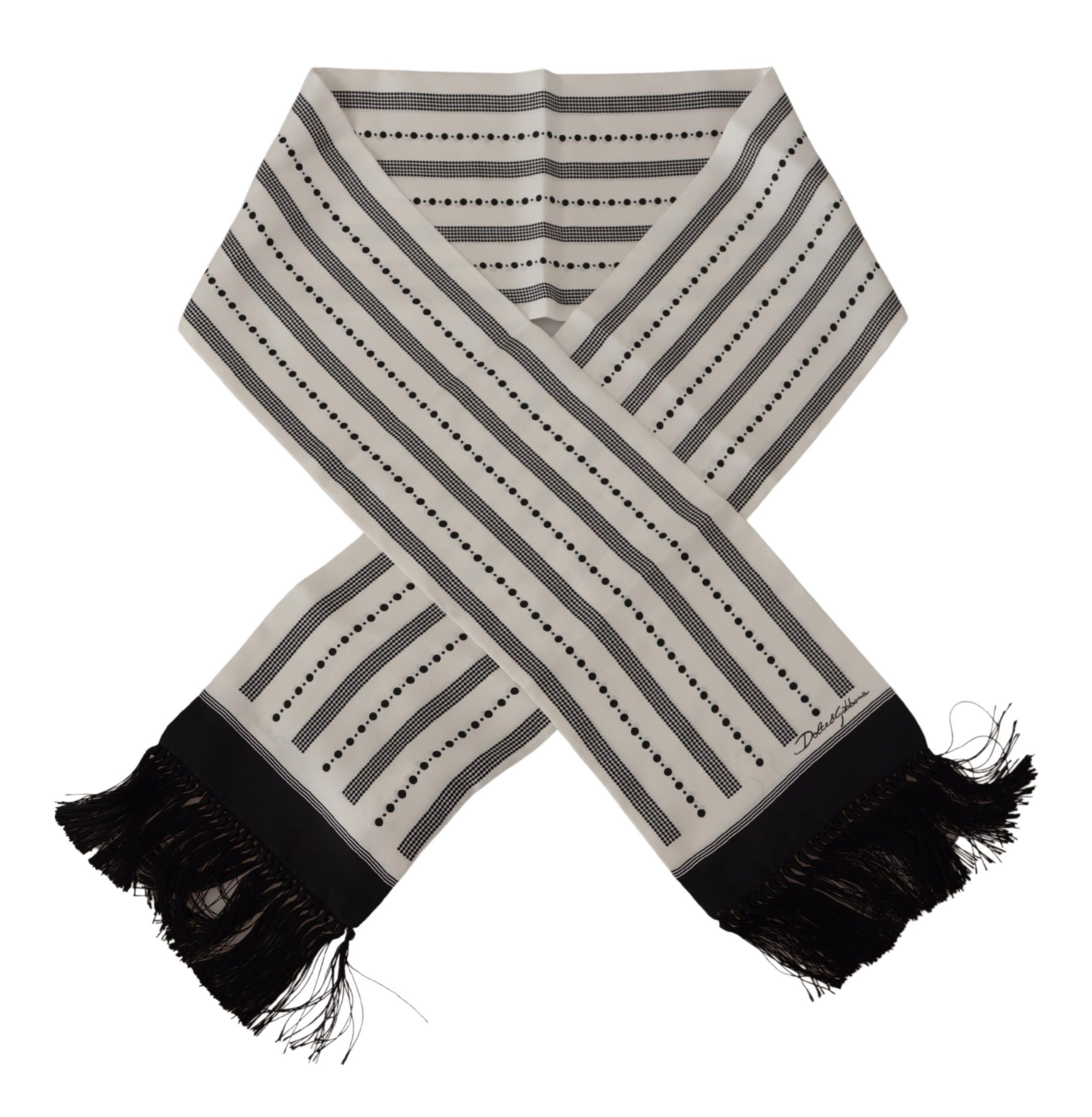 Dolce & Gabbana Elegant Monochrome Silk Men's Men's Scarf Size ONE SIZE - 3 Thumbnail