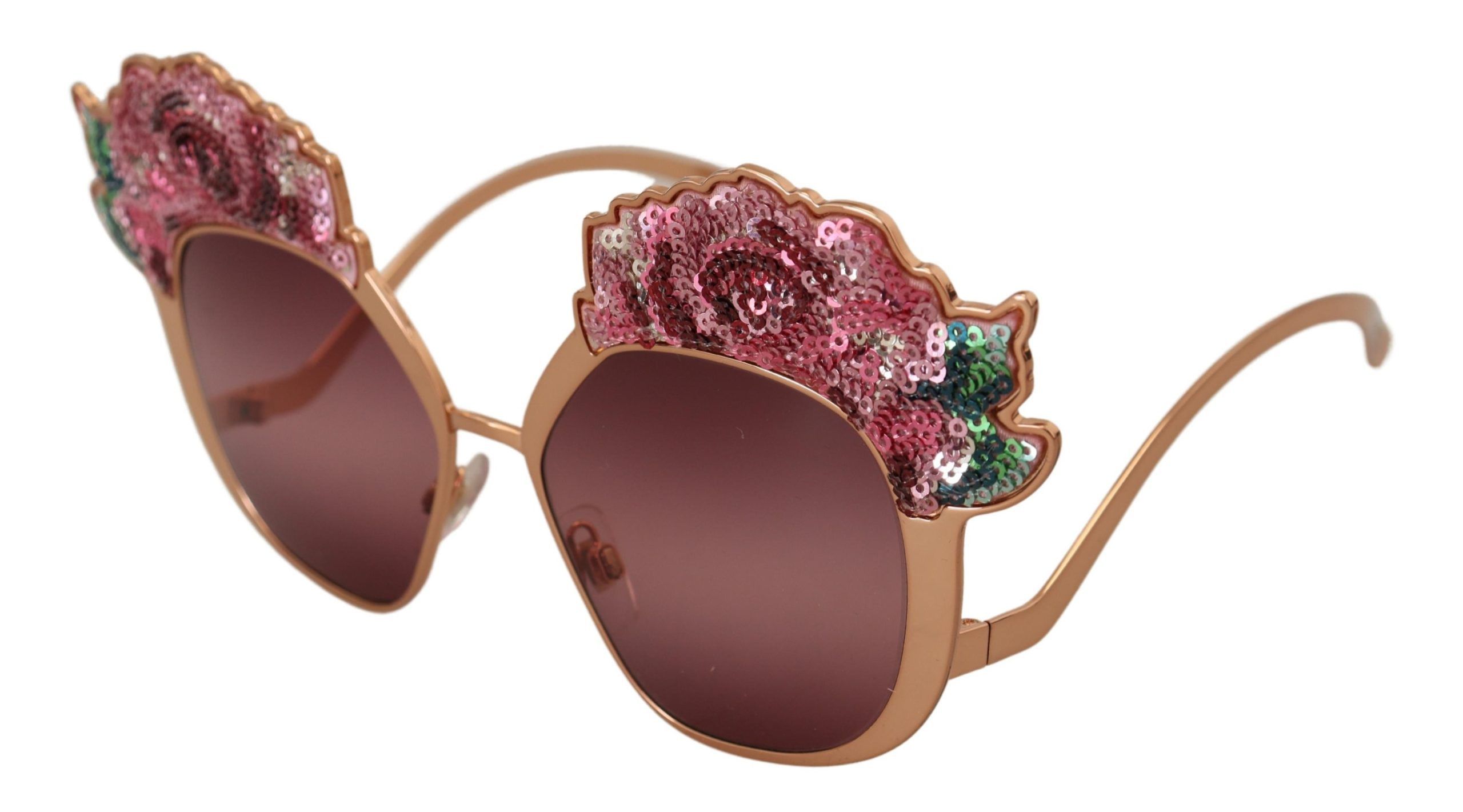 Dolce & Gabbana Chic Rose Sequin Embroidered Women's Sunglasses Size ONE SIZE - 3 Thumbnail