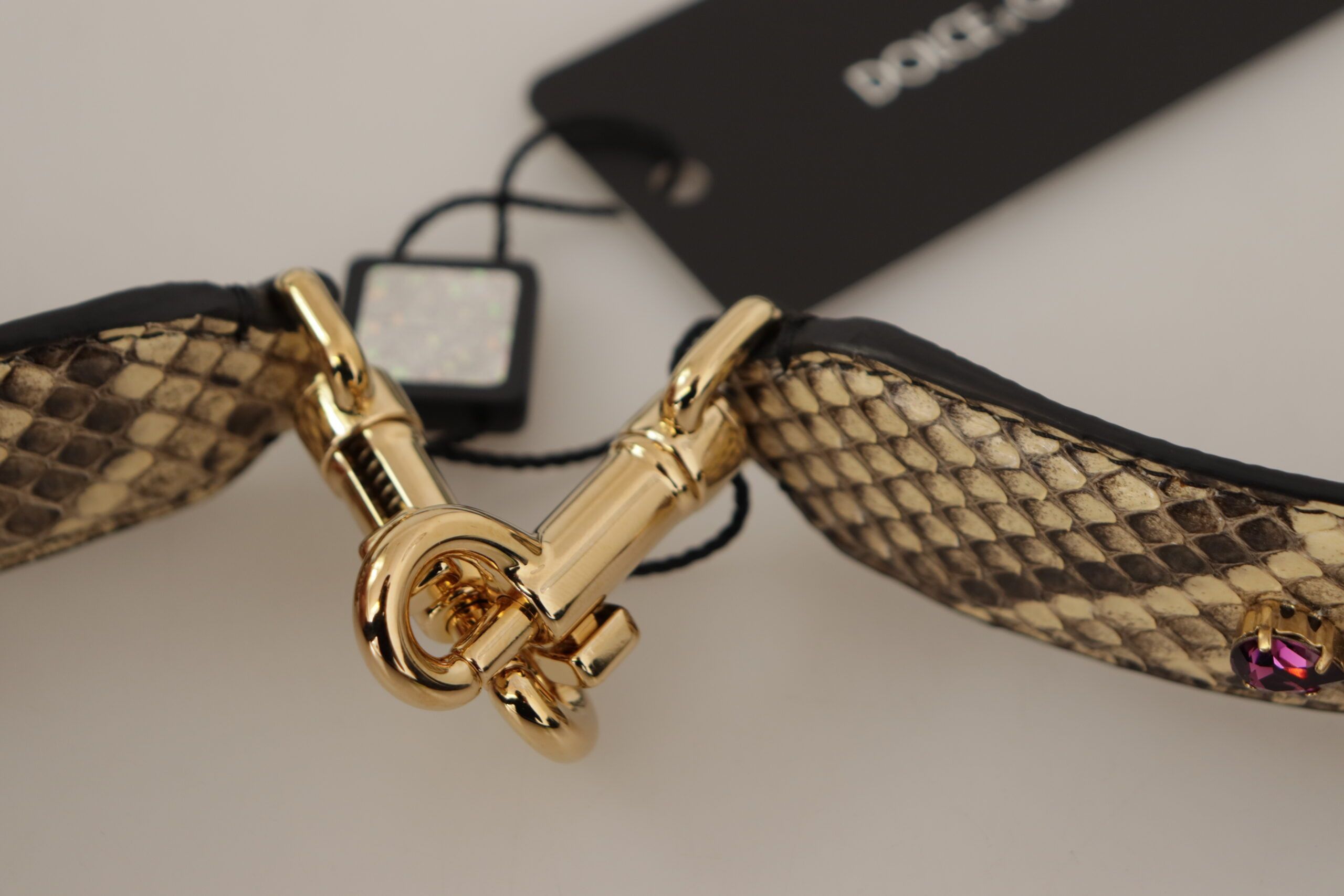 Dolce & Gabbana Elegant Beige Python Leather Shoulder Women's Strap Size ONE SIZE - 3 Thumbnail