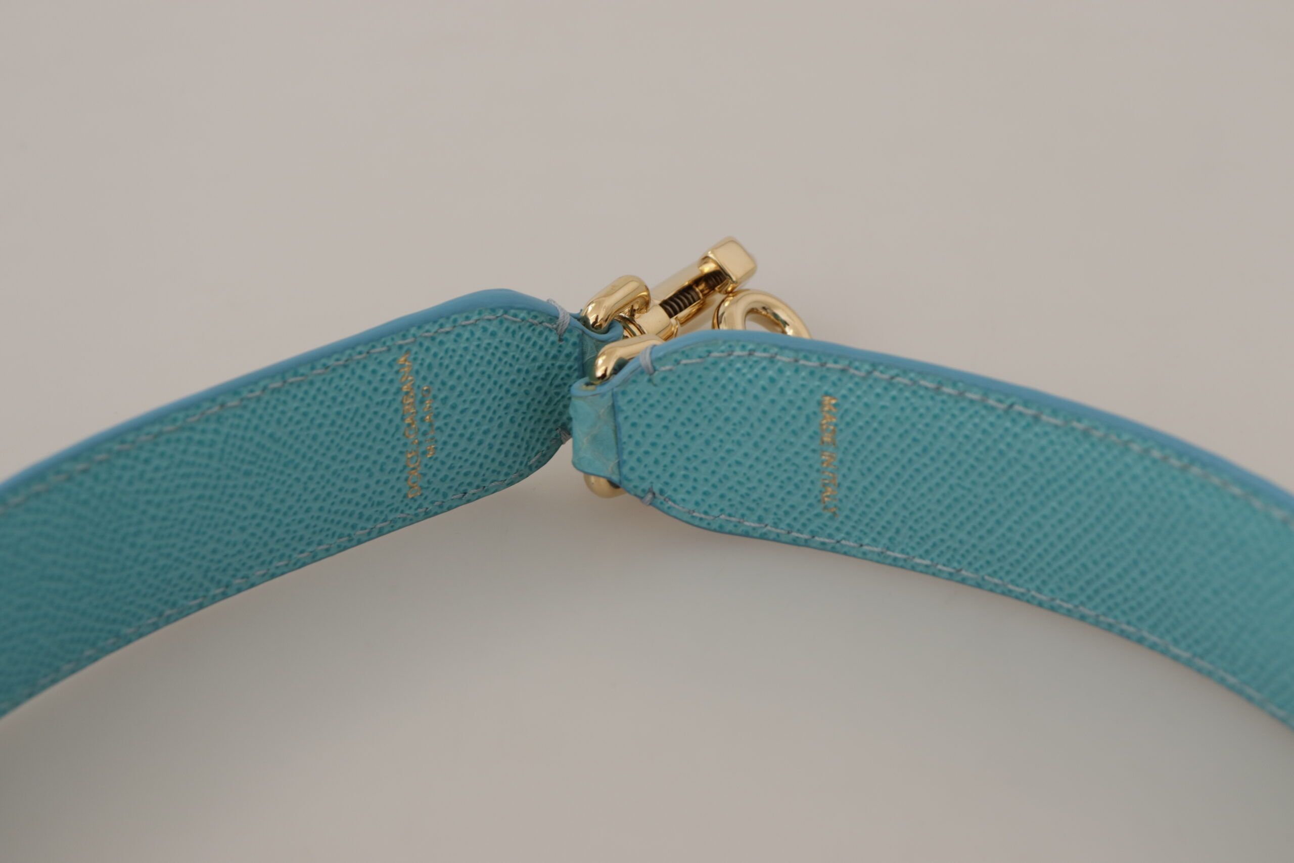 Dolce & Gabbana Elegant Blue Leather Bag Strap with Gold Women's Accents Size ONE SIZE - 3 Thumbnail
