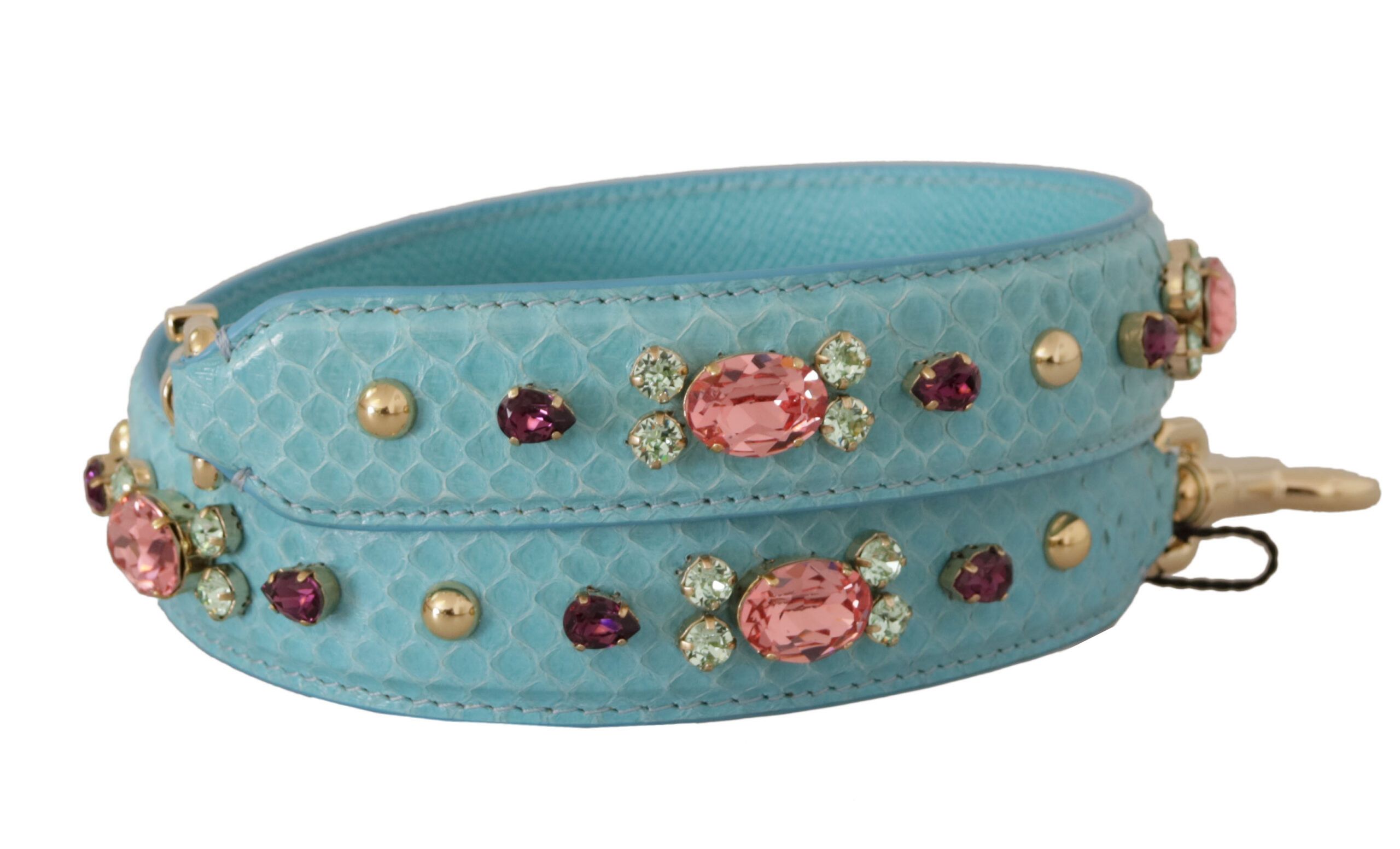 Dolce & Gabbana Elegant Blue Leather Bag Strap with Gold Women's Accents Size ONE SIZE - 2 Thumbnail