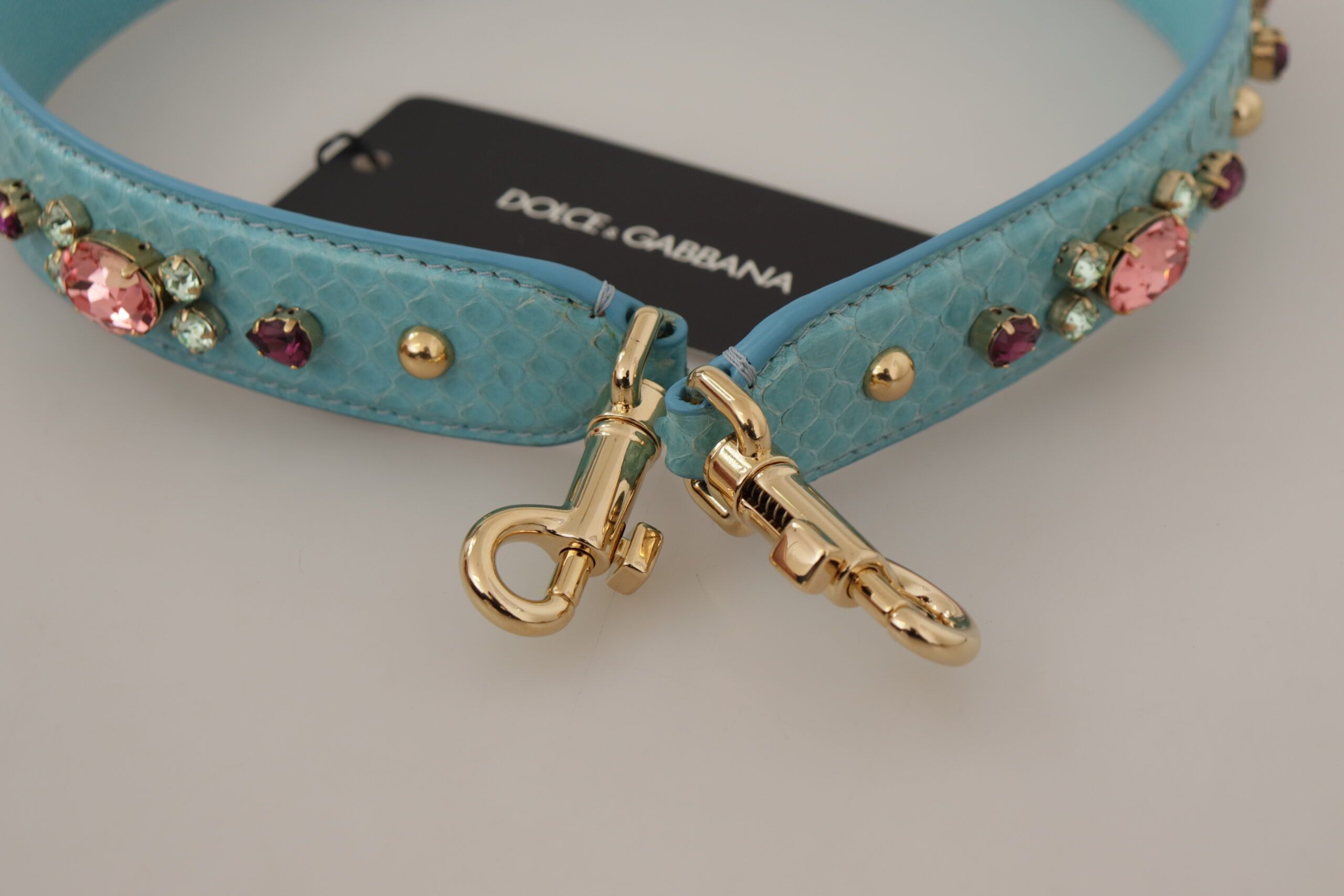 Dolce & Gabbana Elegant Blue Leather Bag Strap with Gold Women's Accents Size ONE SIZE - 4 Thumbnail