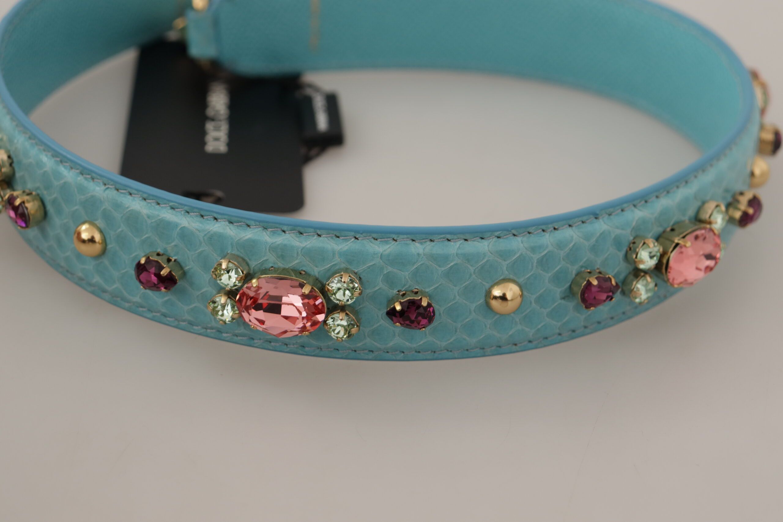 Dolce & Gabbana Elegant Blue Leather Bag Strap with Gold Women's Accents Size ONE SIZE - 5 Thumbnail