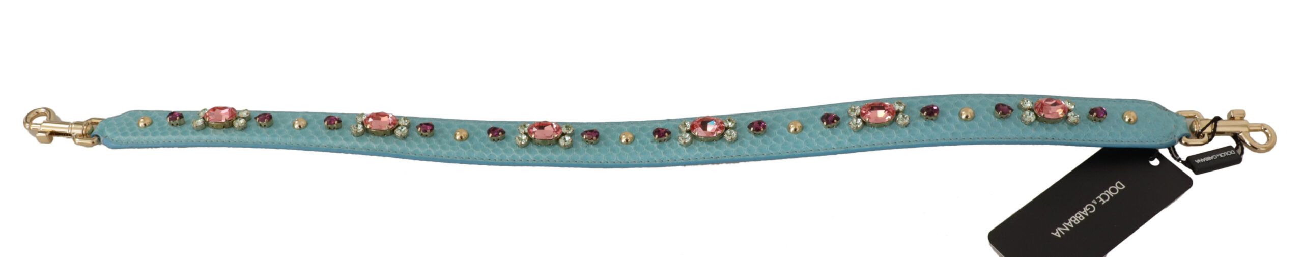 Dolce & Gabbana Elegant Blue Leather Bag Strap with Gold Women's Accents Size ONE SIZE - 6 Thumbnail