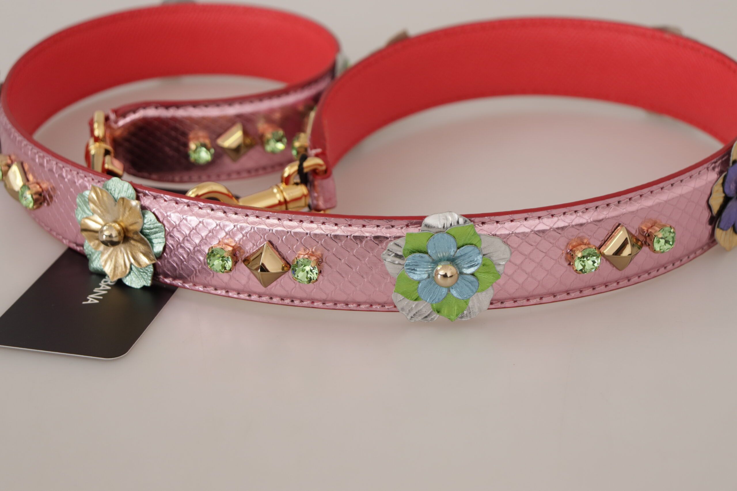 Dolce & Gabbana Elegant Metallic Pink Leather Shoulder Women's Strap Size ONE SIZE - 5 Thumbnail