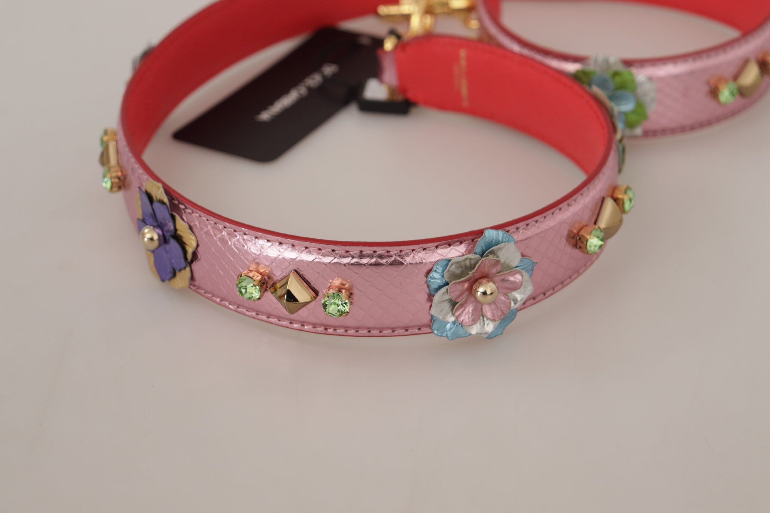 Dolce & Gabbana Elegant Metallic Pink Leather Shoulder Women's Strap Size ONE SIZE - 4 Thumbnail
