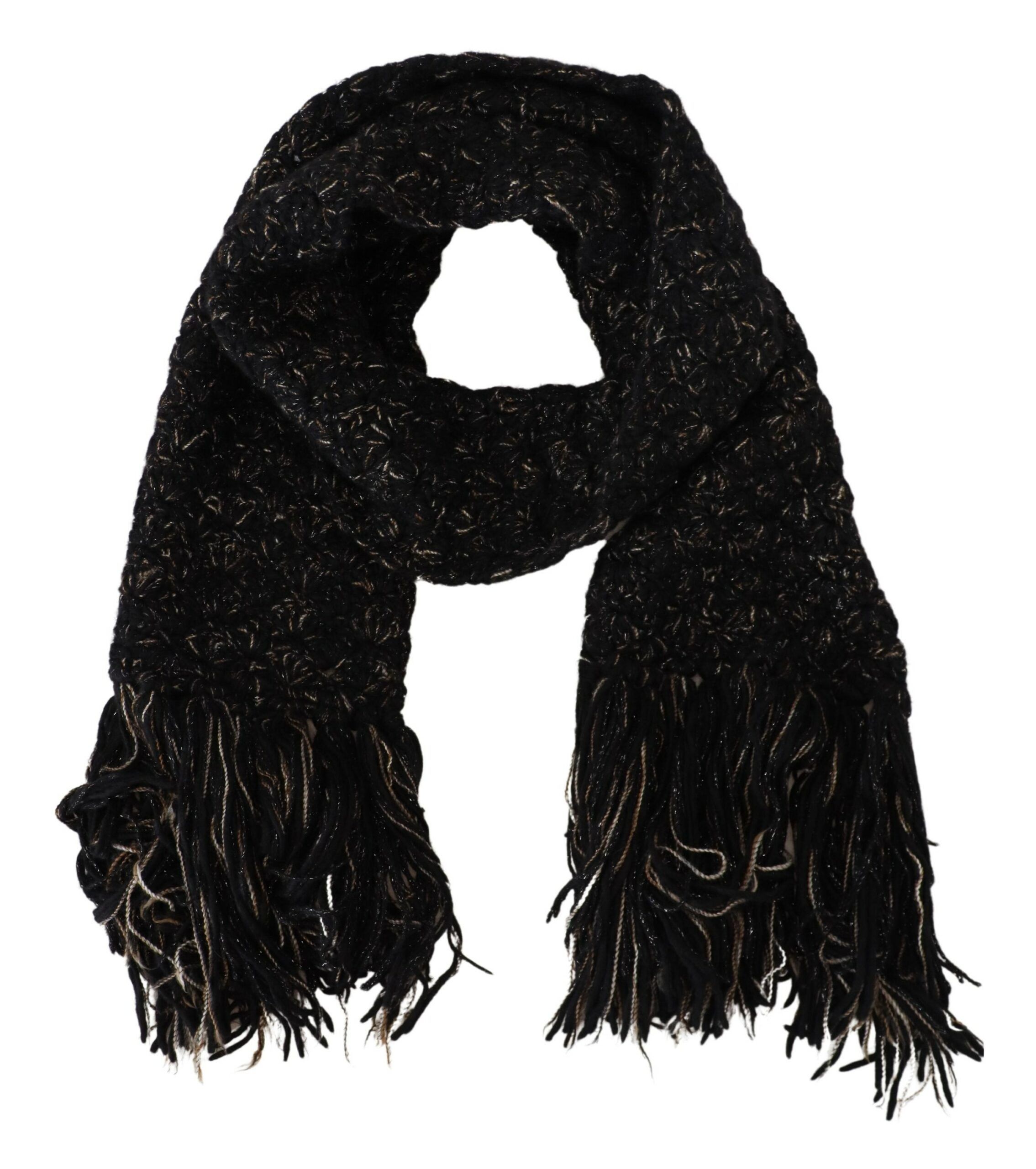 Dolce & Gabbana Elegant Virgin Wool Blend Black Women's Scarf Size ONE SIZE - 2 Thumbnail
