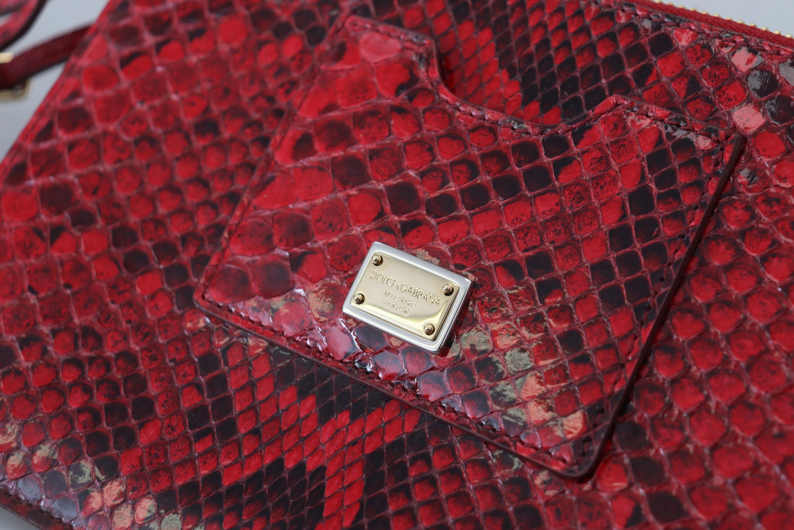 Dolce & Gabbana Elegant Red Leather Ayers Snake Women's Clutch Size ONE SIZE - 5 Thumbnail