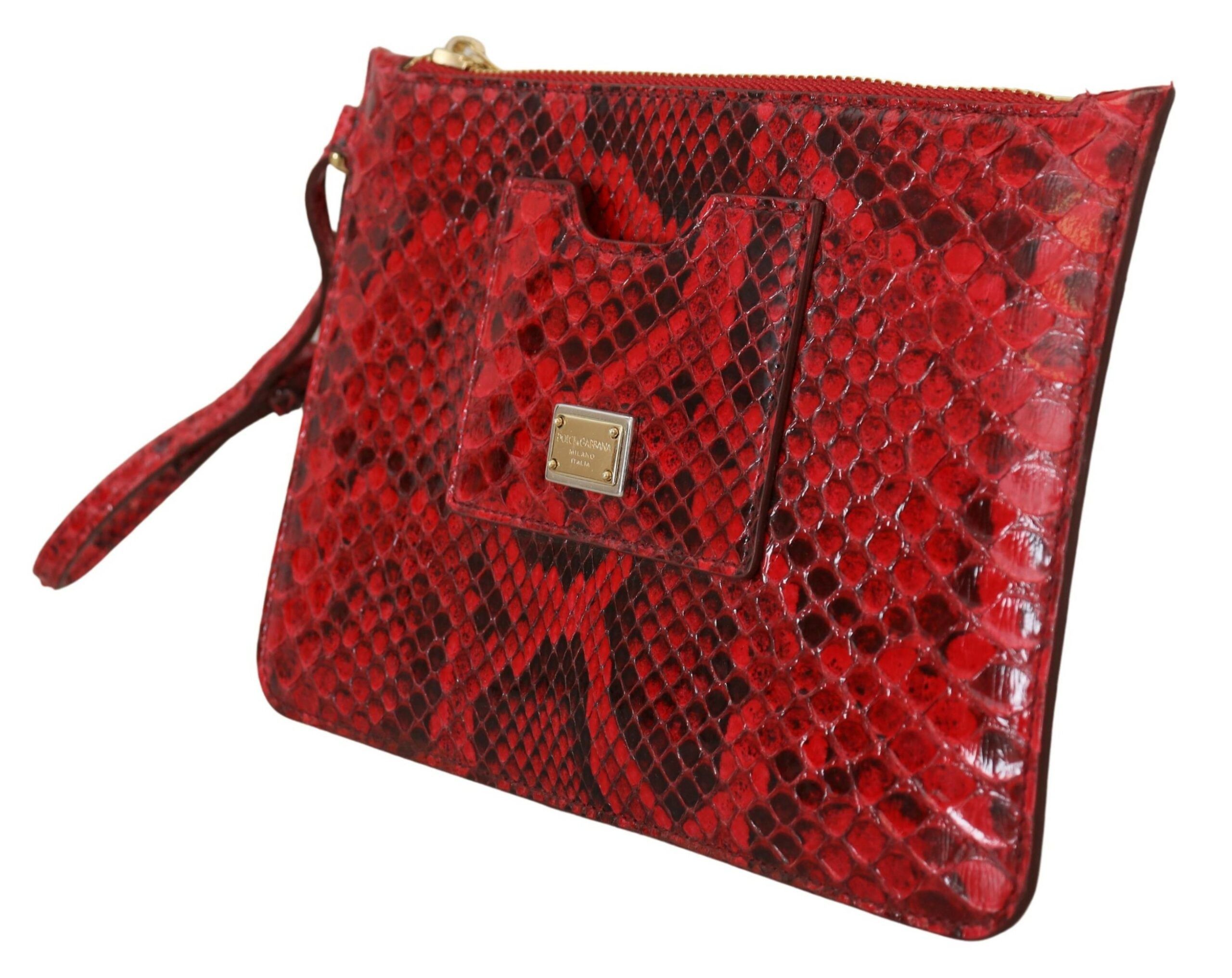 Dolce & Gabbana Elegant Red Leather Ayers Snake Women's Clutch Size ONE SIZE - 2 Thumbnail