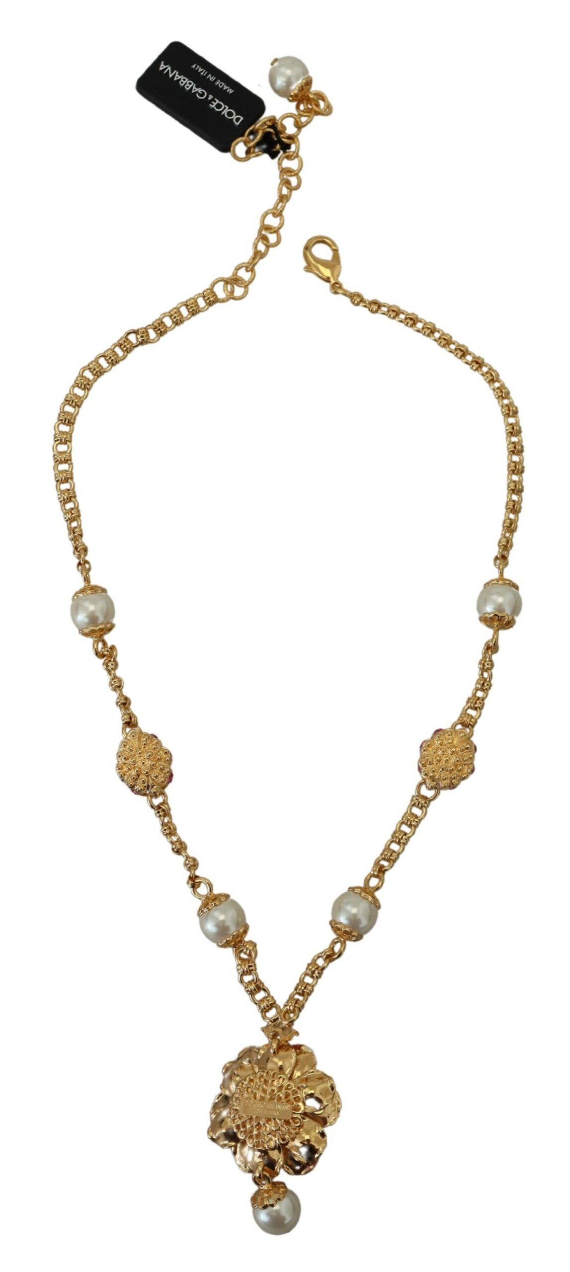 Dolce & Gabbana Elegant Floral Statement Charm Women's Necklace Size ONE SIZE - 4 Thumbnail