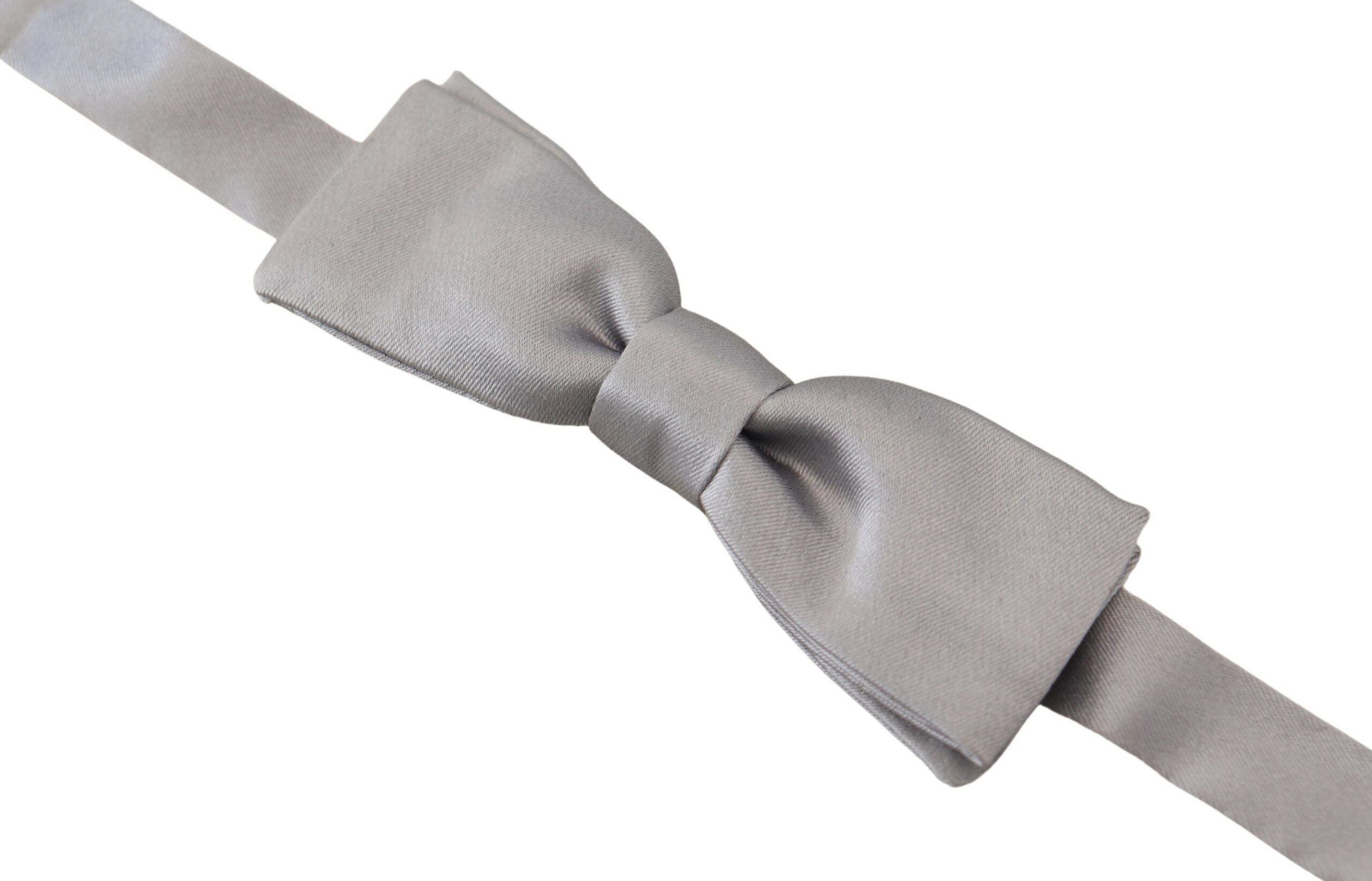 Dolce & Gabbana Elegant Gray Silk Bow Men's Tie Size ONE SIZE - 2 Thumbnail