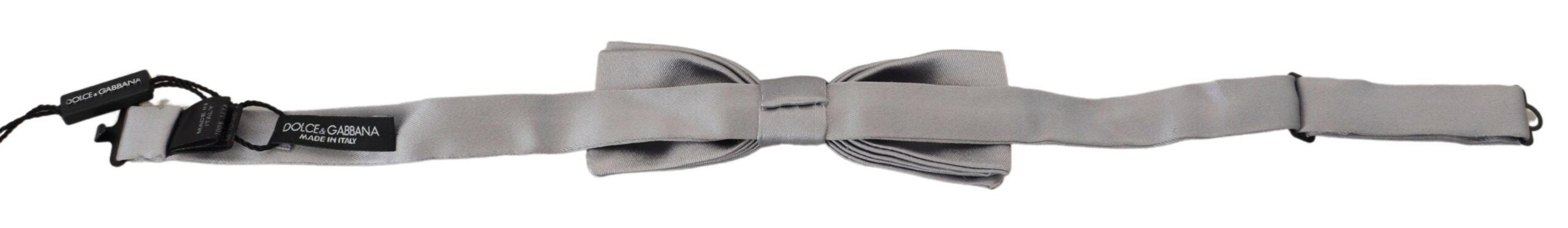 Dolce & Gabbana Elegant Gray Silk Bow Men's Tie Size ONE SIZE - 3 Thumbnail