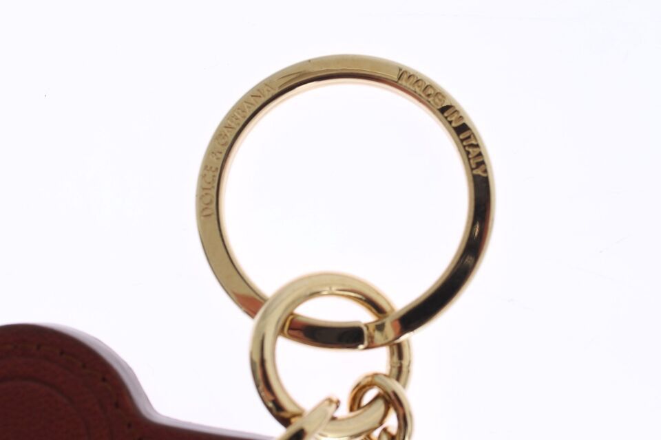 Dolce & Gabbana Elegant Brown Leather Keychain with Gold Men's Detailing Size ONE SIZE - 2 Thumbnail