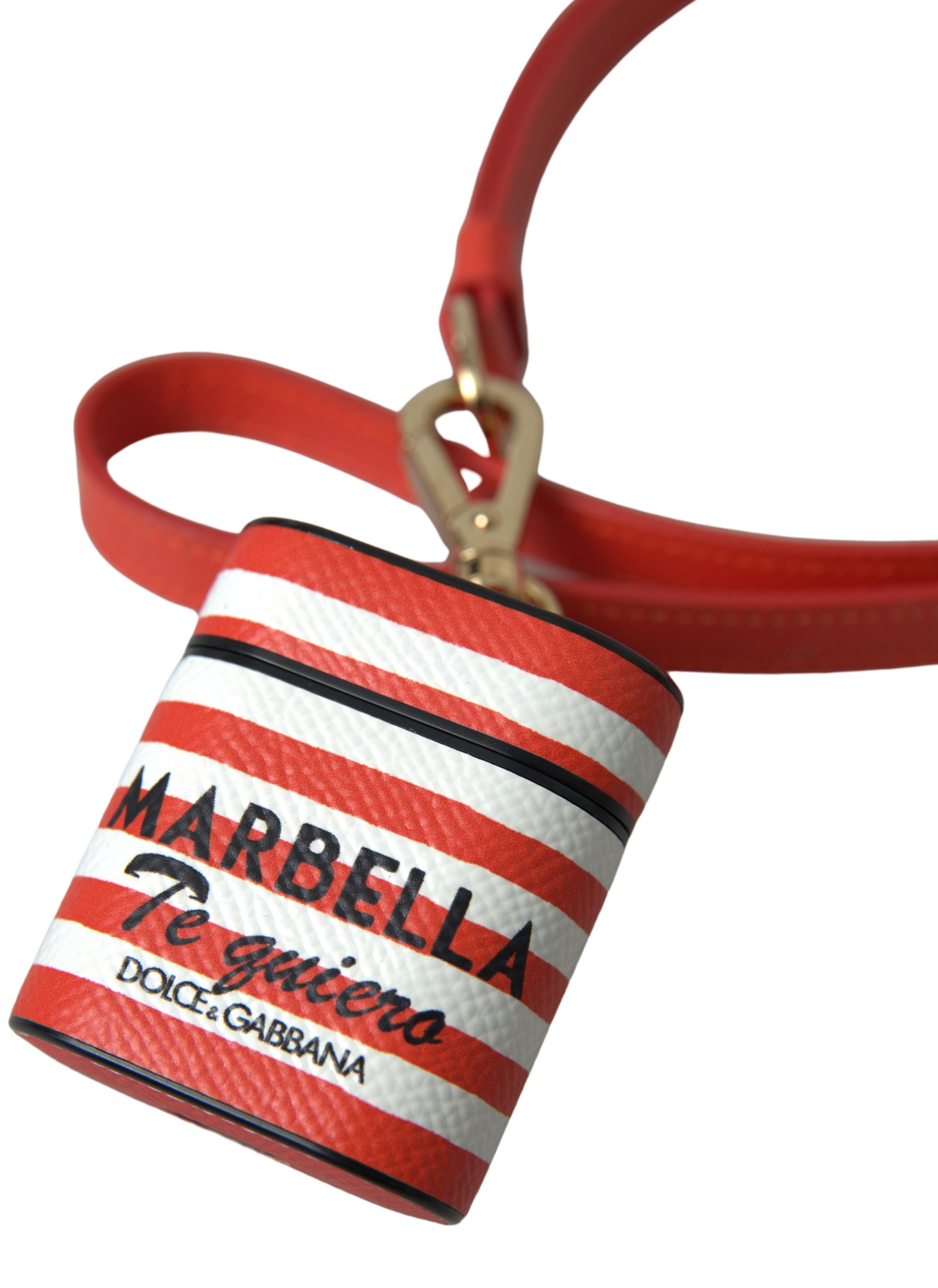 Dolce & Gabbana Chic Orange Striped Leather Airpods Women's Case Size ONE SIZE - 3 Thumbnail