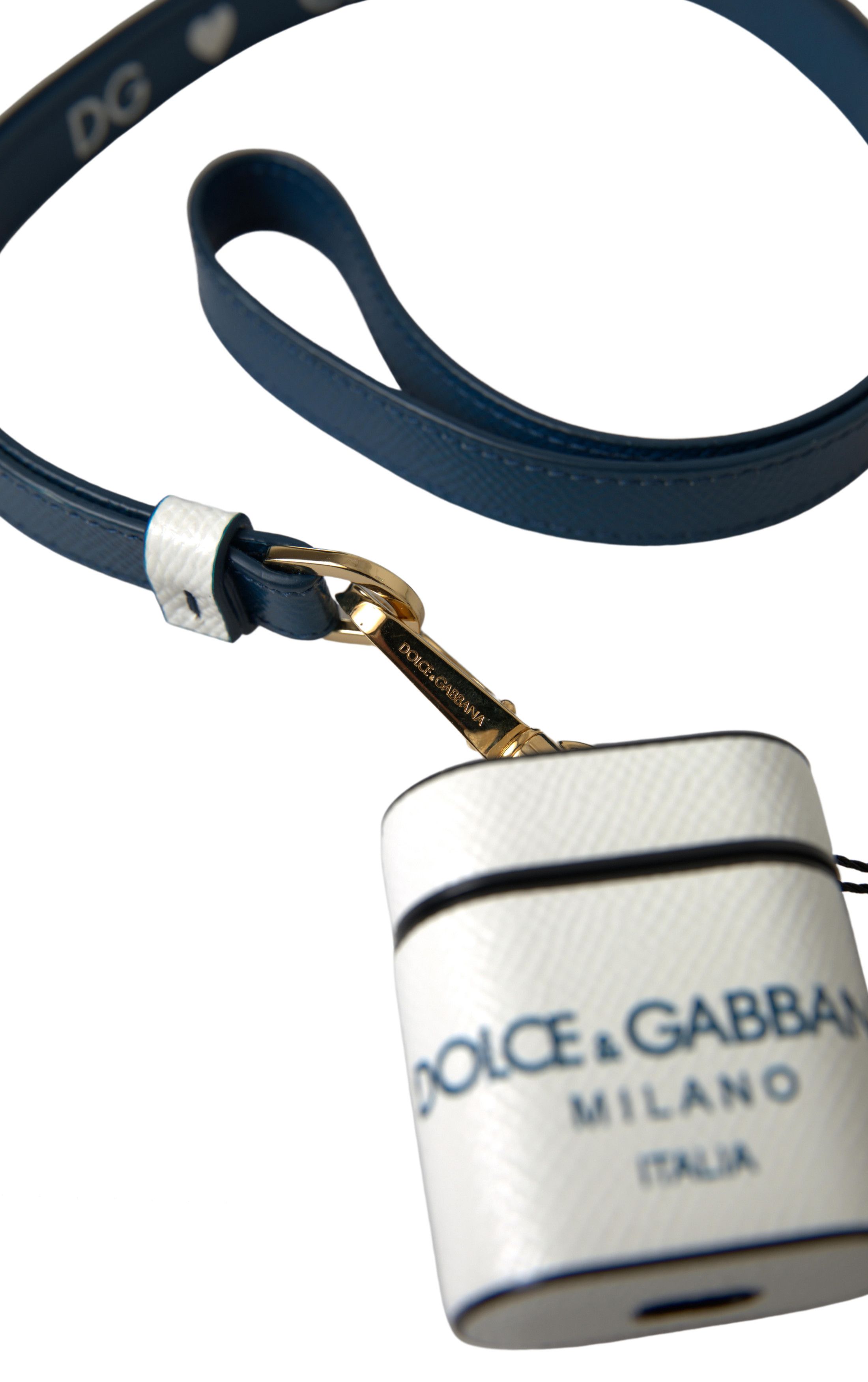 Dolce & Gabbana Elegant Leather Airpods Case in White & Women's Blue Size ONE SIZE - 4 Thumbnail